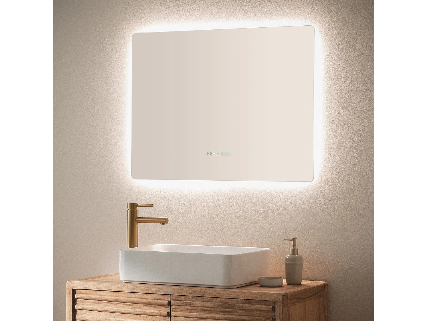 Miroir Salle de Bain avec Éclairage LED Anti-buée Sarakiniko 60x80 cm Sélectionnable (chaud-neutre-froid)