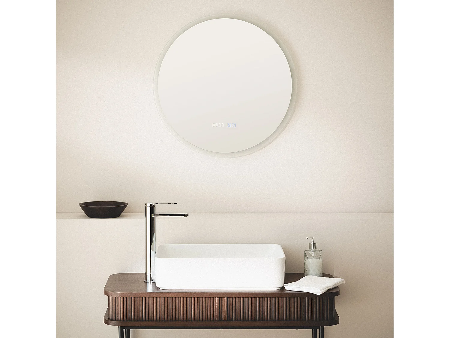 Miroir Salle de Bain avec Éclairage LED Anti-buée Palolem Ø60cm Sélectionnable (chaud-neutre-froid)