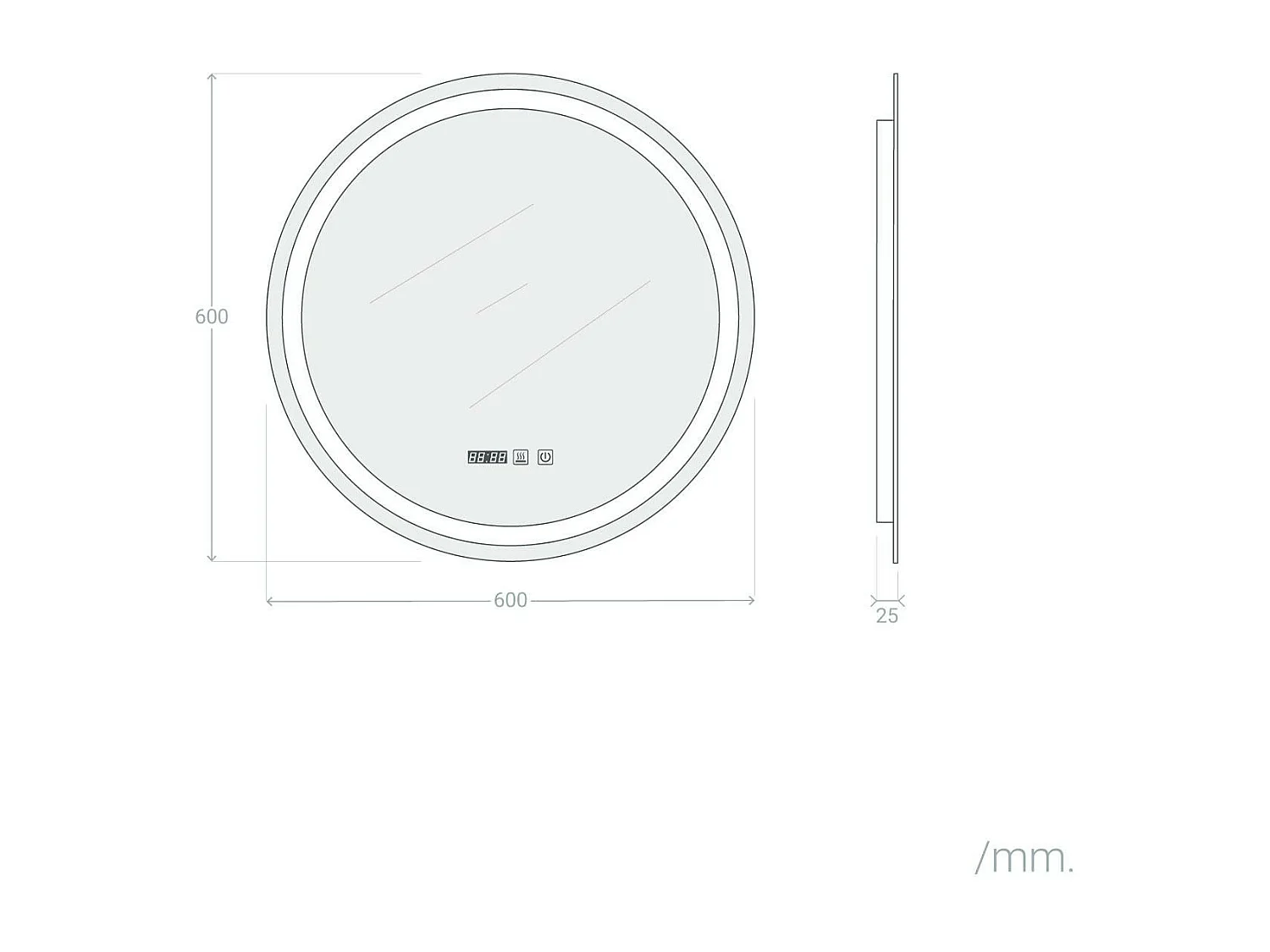Miroir Salle de Bain avec Éclairage LED Anti-buée Palolem Ø60cm Sélectionnable (chaud-neutre-froid)