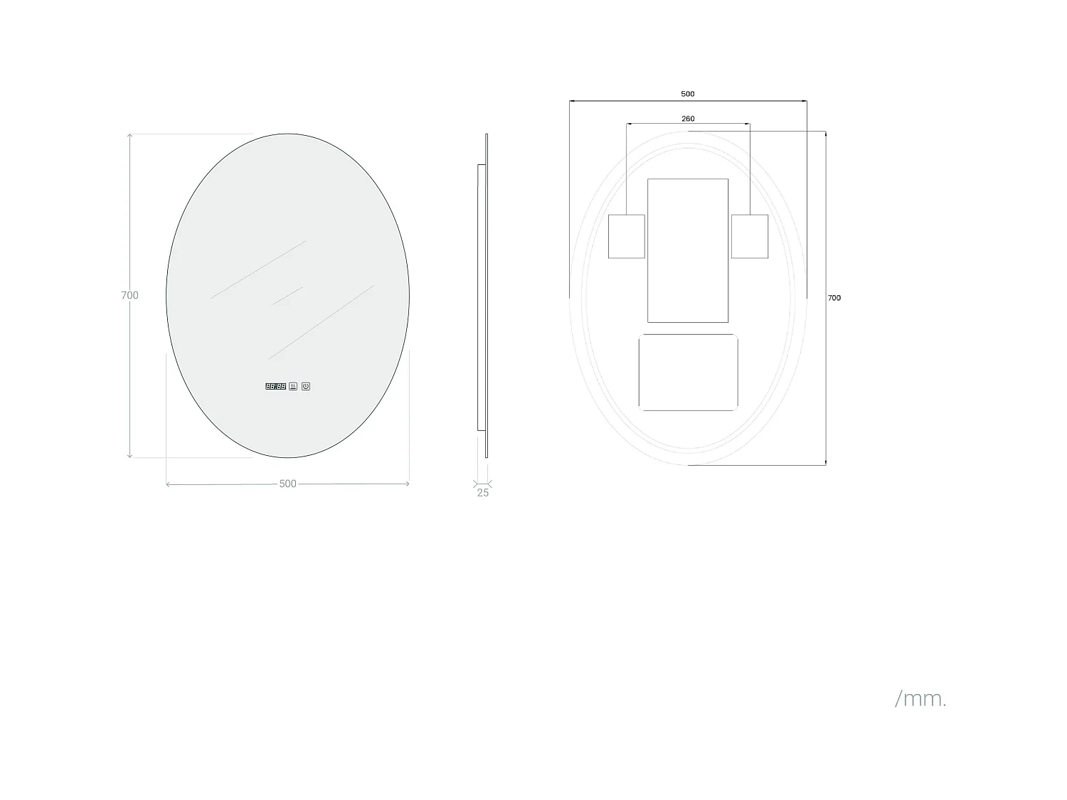 Espejo Baño con Luz LED y Antivaho 70x50 cm Catedrais Seleccionable (Cálido-Neutro-Frío)