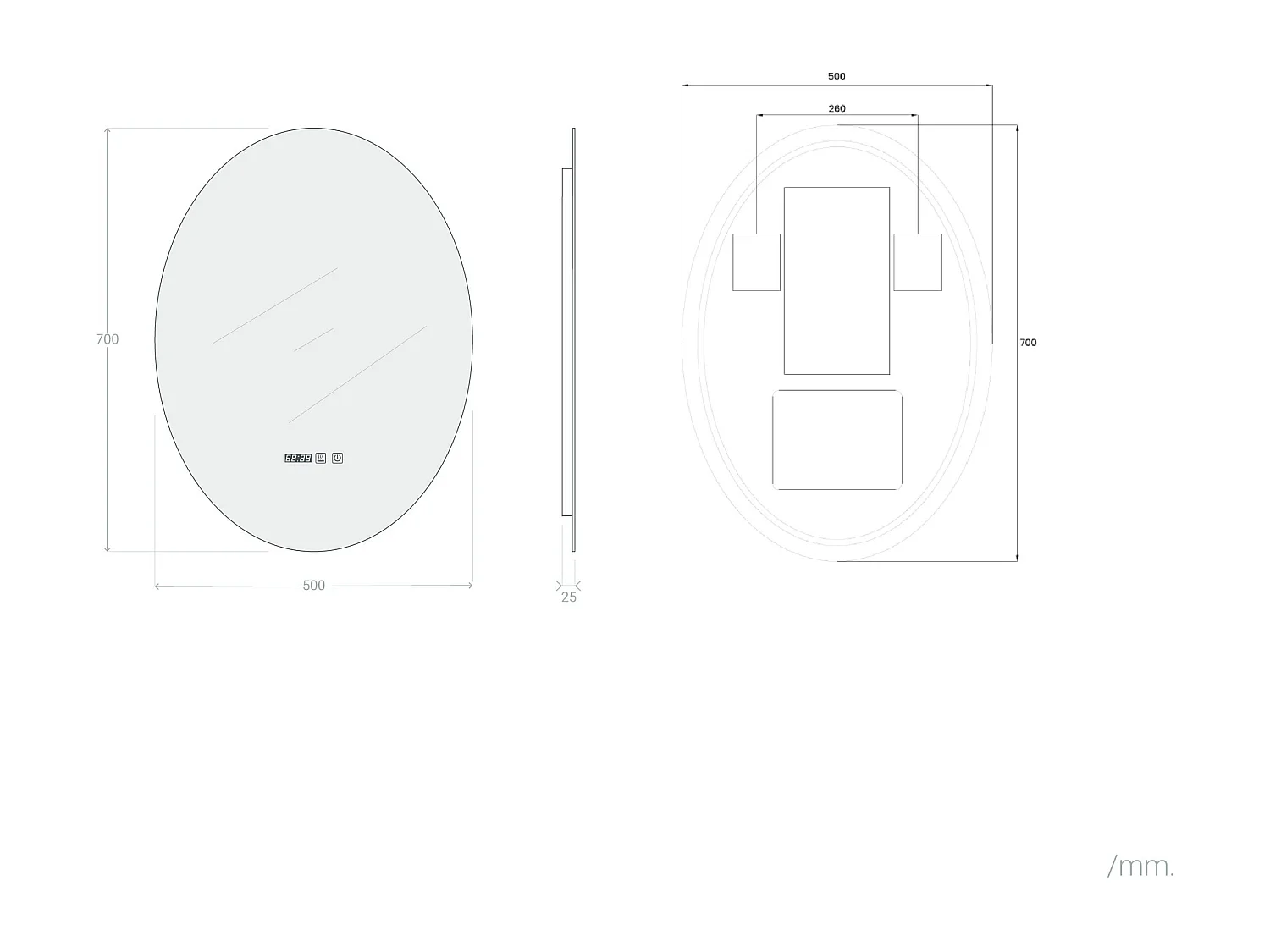 Espejo Baño con Luz LED y Antivaho 70x50 cm Catedrais Seleccionable (Cálido-Neutro-Frío)
