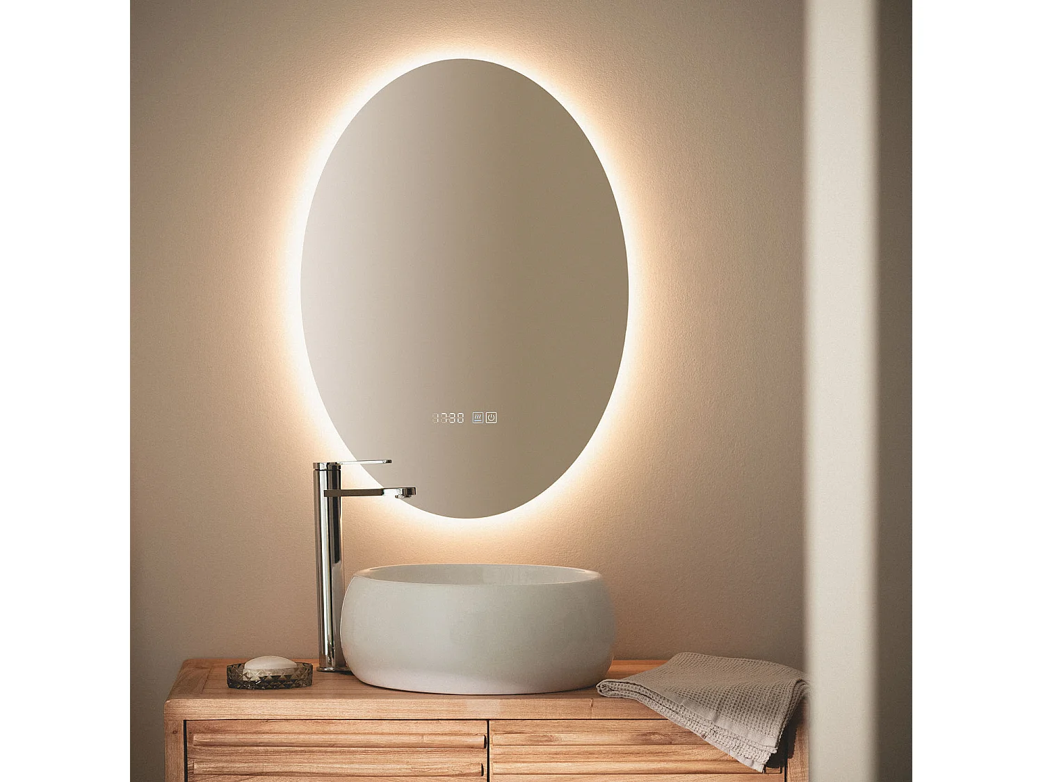 Specchio da Bagno con Luce LED e Antiappannamento 70x50 cm Catedrais Selezionabile (Caldo-Naturale-Freddo)