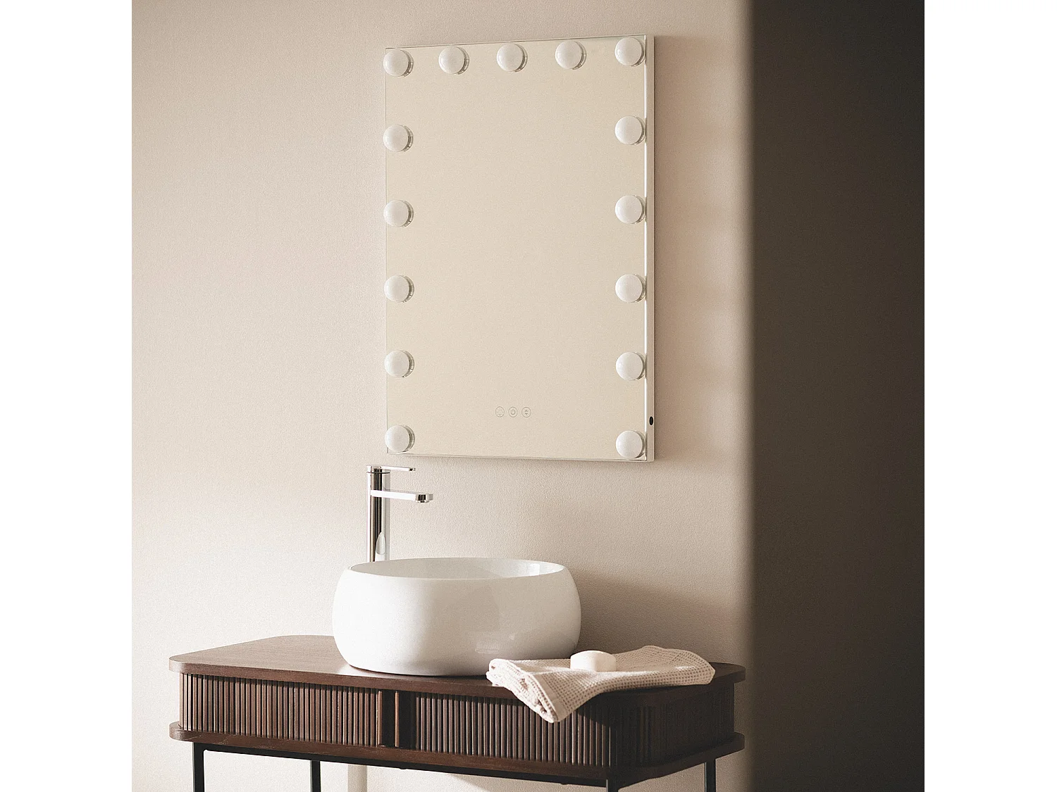 Miroir Salle de Bain avec Éclairage LED Essauira 70x50cm Sélectionnable (chaud-neutre-froid)