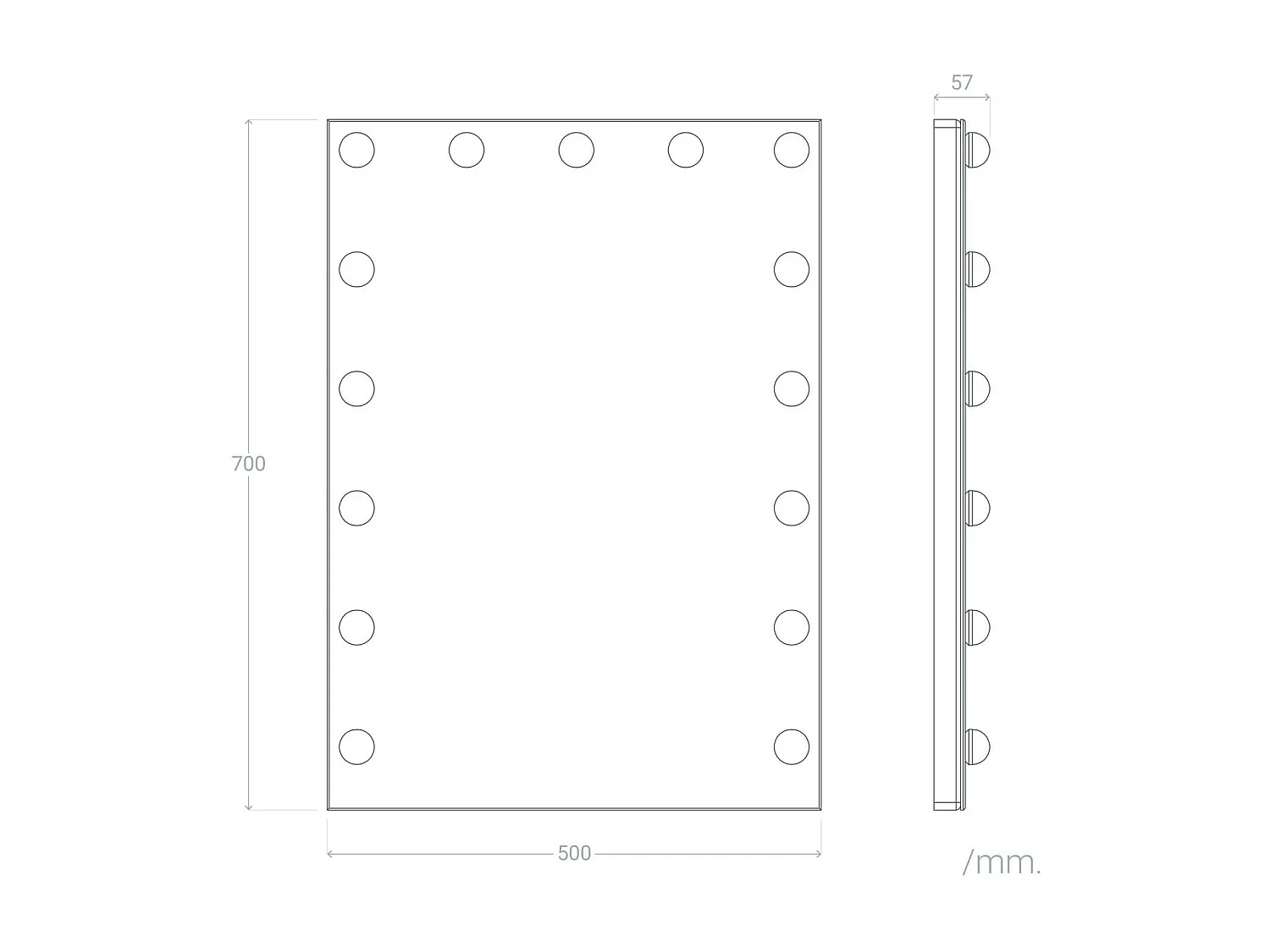 Miroir Salle de Bain avec Éclairage LED Essauira 70x50cm Sélectionnable (chaud-neutre-froid)