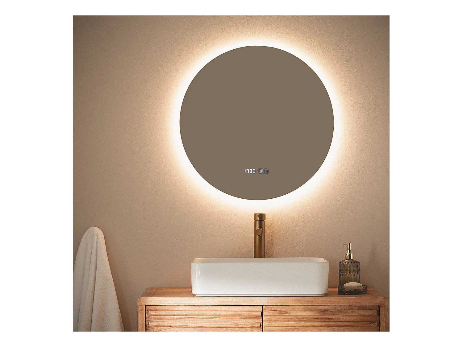 Specchio da Bagno con Luce LED e Antiappannamento Ø60 cm Big Volpe Selezionabile (Caldo-Naturale-Freddo)