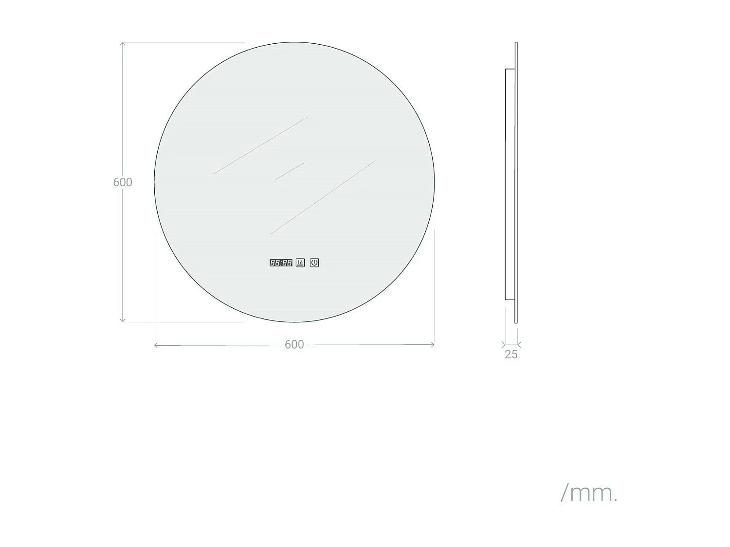 Specchio da Bagno con Luce LED e Antiappannamento Ø60 cm Big Volpe Selezionabile (Caldo-Naturale-Freddo)