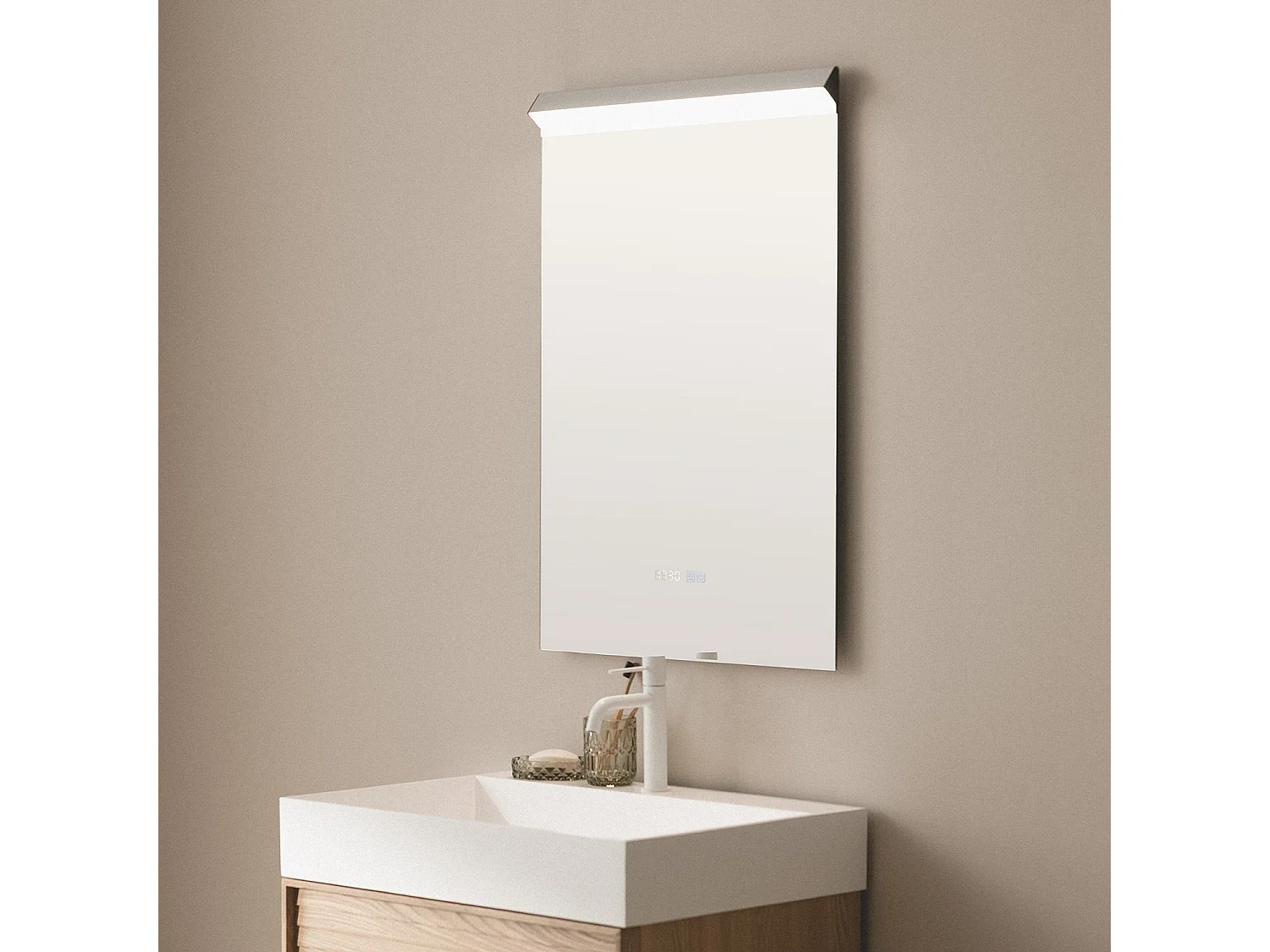 Specchio da Bagno con Luce LED e Antiappannamento 85x60 cm Jannada Selezionabile (Caldo-Naturale-Freddo)