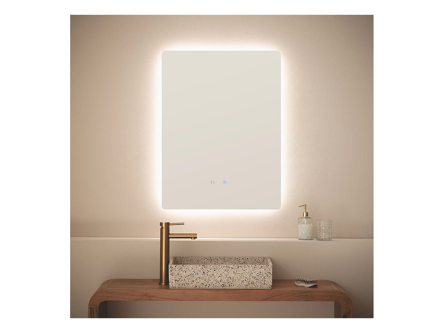Specchio da Bagno con Luce LED e Antiappannamento 80x60 cm Grace Selezionabile (Caldo-Naturale-Freddo)