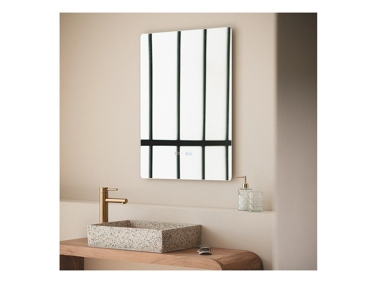 Specchio da Bagno con Luce LED e Antiappannamento 80x60 cm Grace Selezionabile (Caldo-Naturale-Freddo)