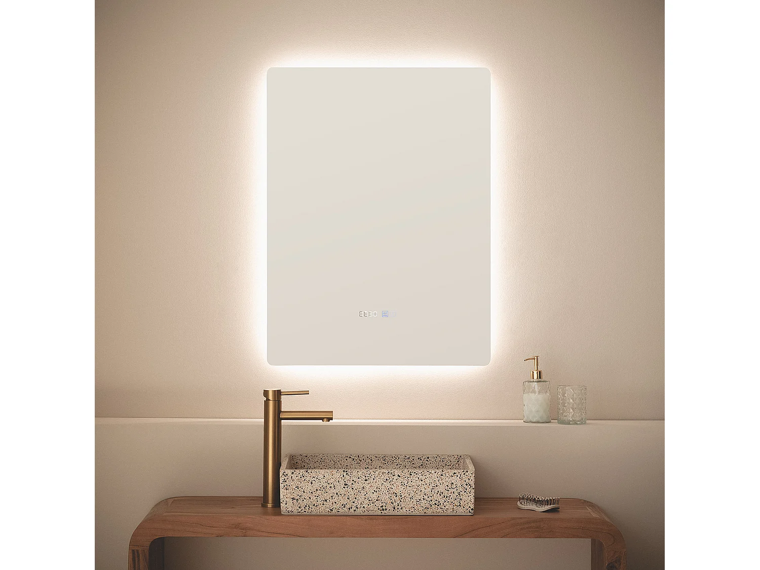 Miroir Salle de Bain avec Éclairage LED Anti-buée Grace 80x60 cm Sélectionnable (chaud-neutre-froid)