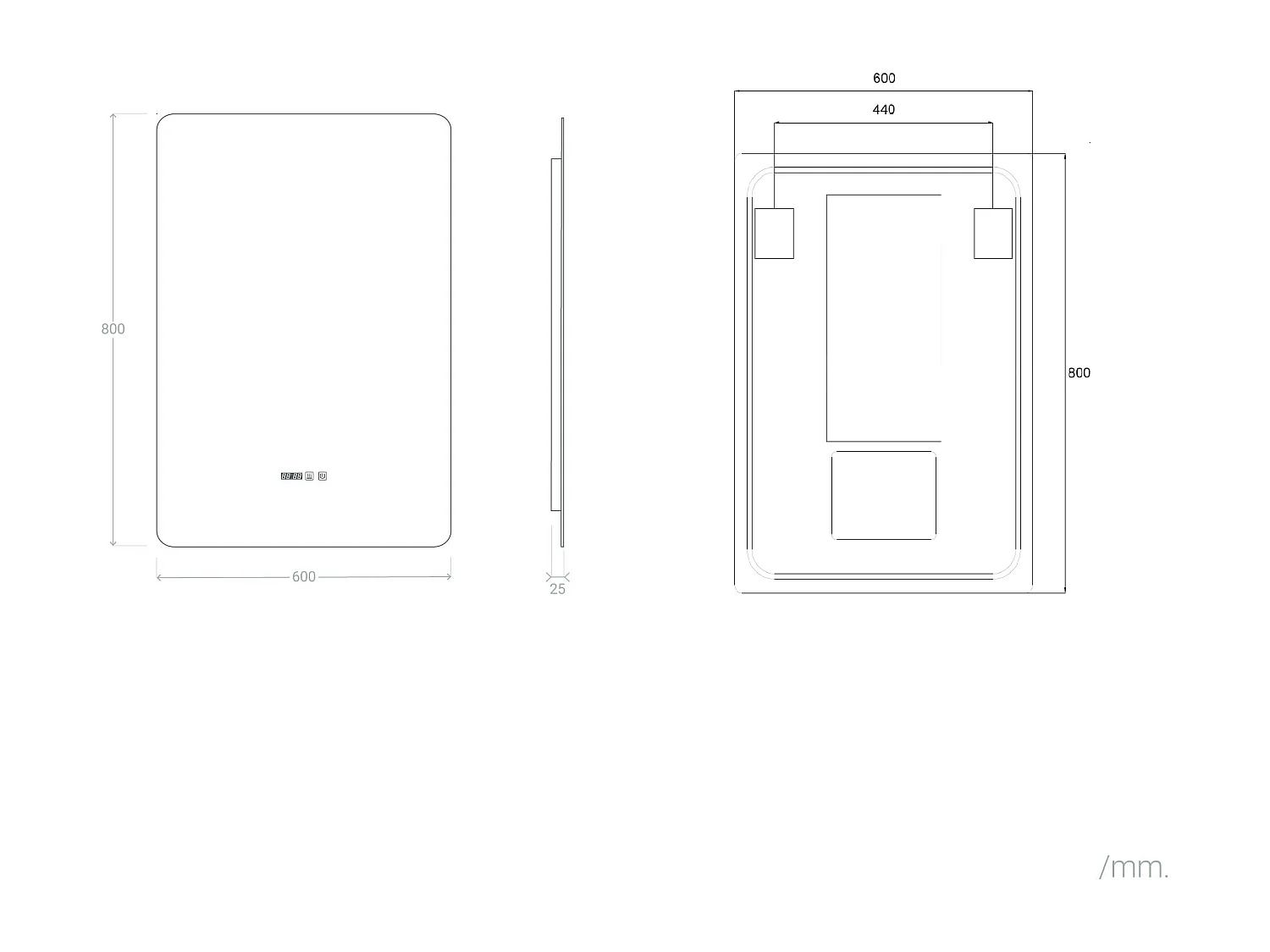 Miroir Salle de Bain avec Éclairage LED Anti-buée Grace 80x60 cm Sélectionnable (chaud-neutre-froid)