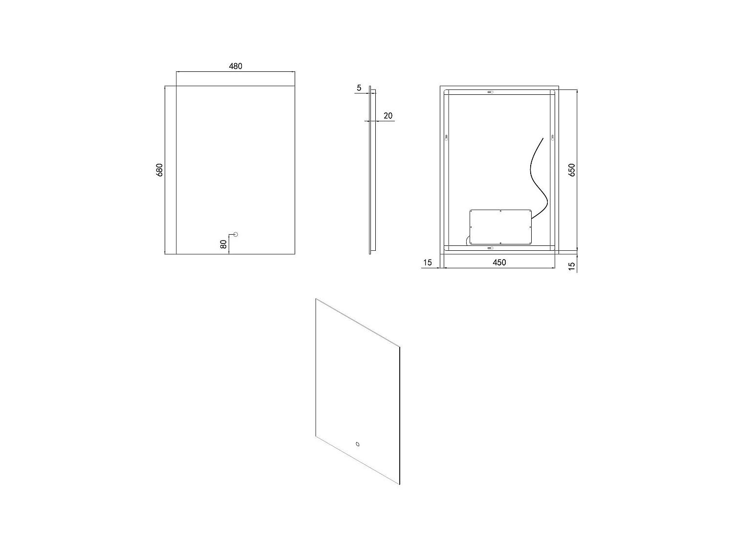Specchio da Bagno con Luce LED 68x48 cm Small Mason 6000K Bianco Freddo