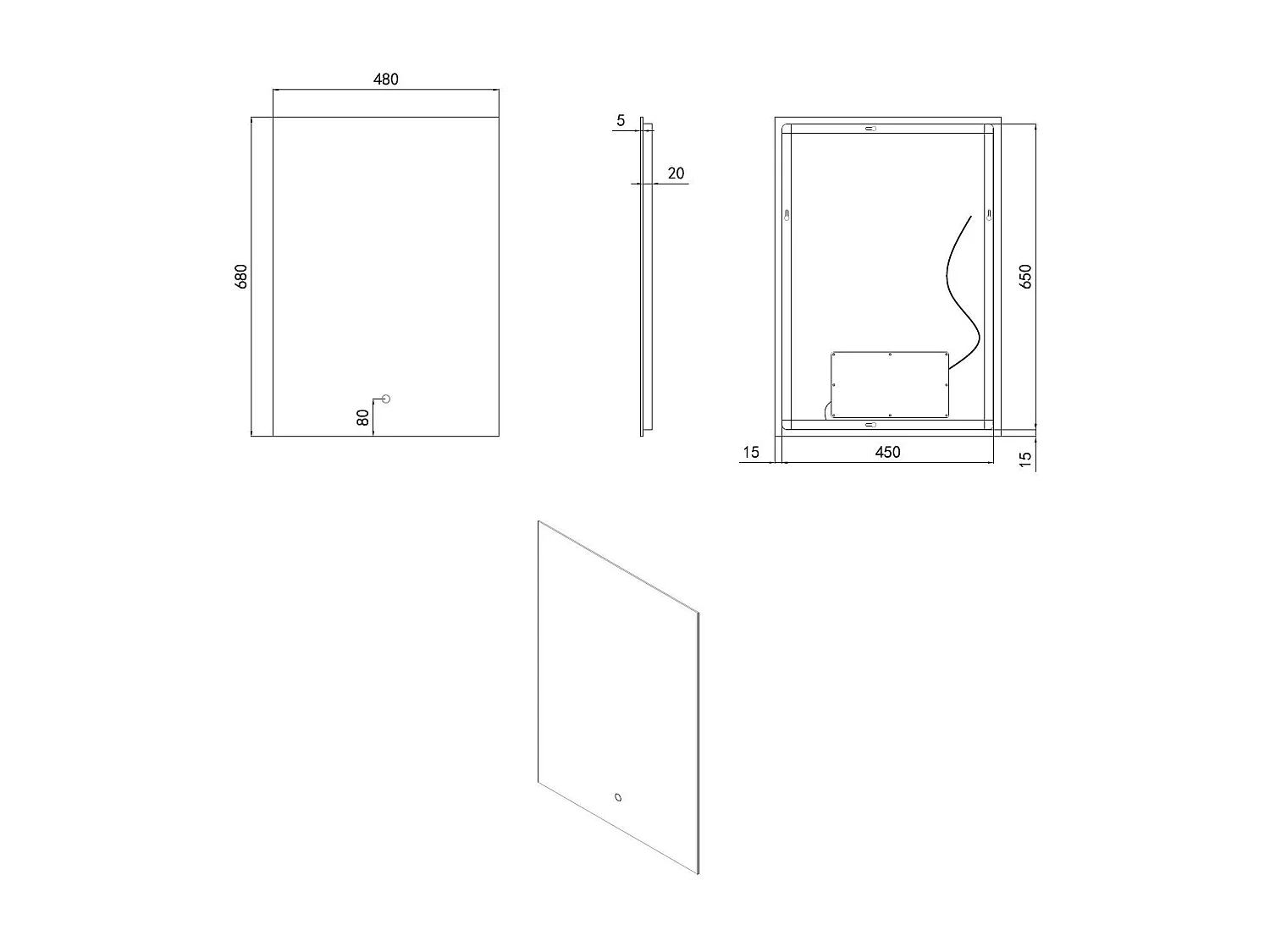 Miroir Salle de Bain avec Éclairage LED Small Mason 68x48cm  6000K Blanc froid