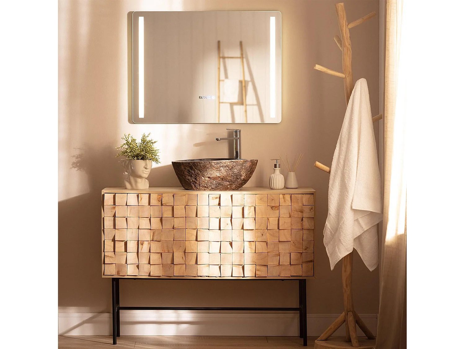 Specchio da Bagno con Luce LED e Antiappannamento 60x80 cm Big Similan Selezionabile (Caldo-Naturale-Freddo)