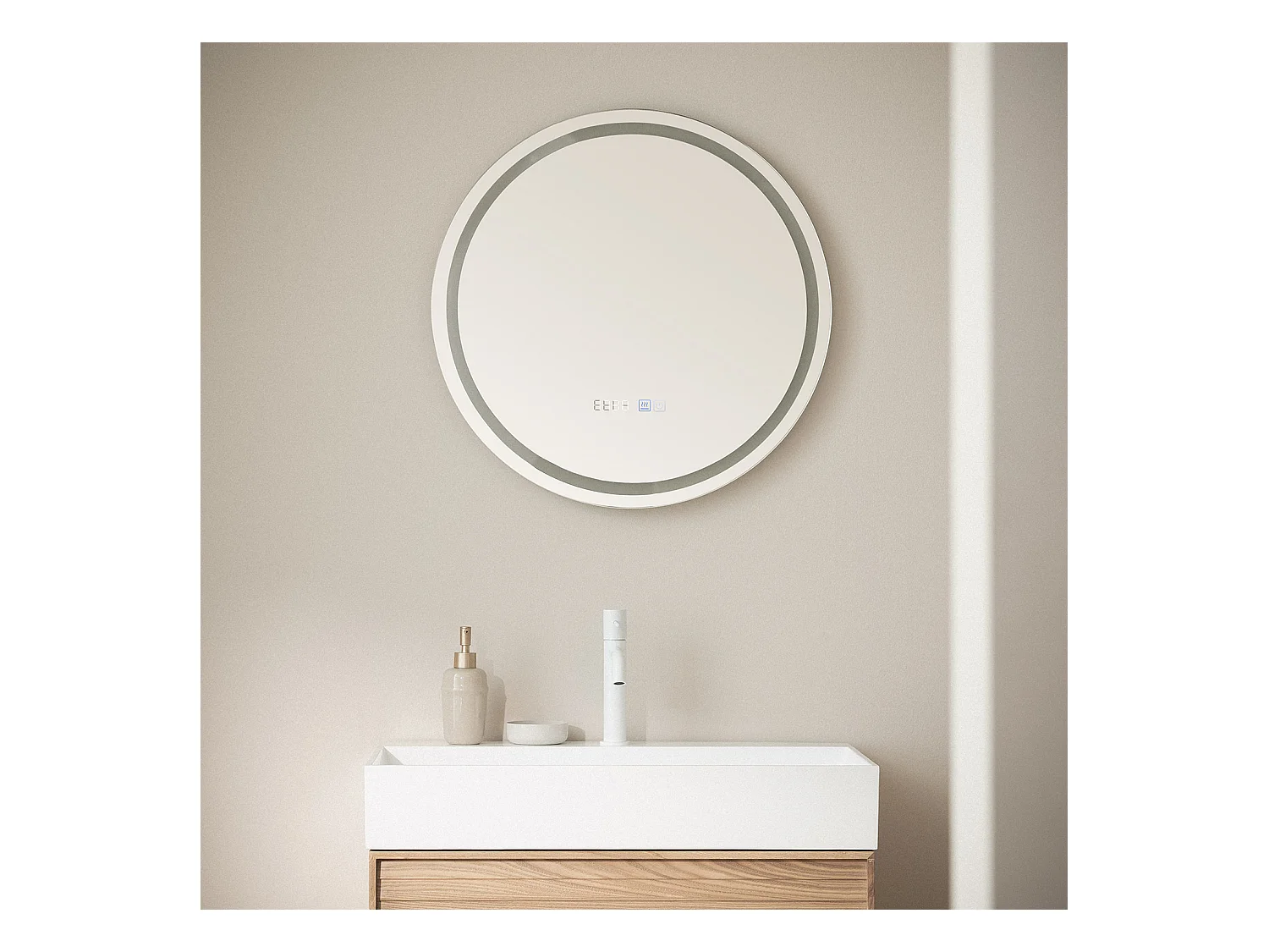 Miroir Salle de Bain avec Éclairage LED Stiniva Ø60cm Sélectionnable (chaud-neutre-froid)