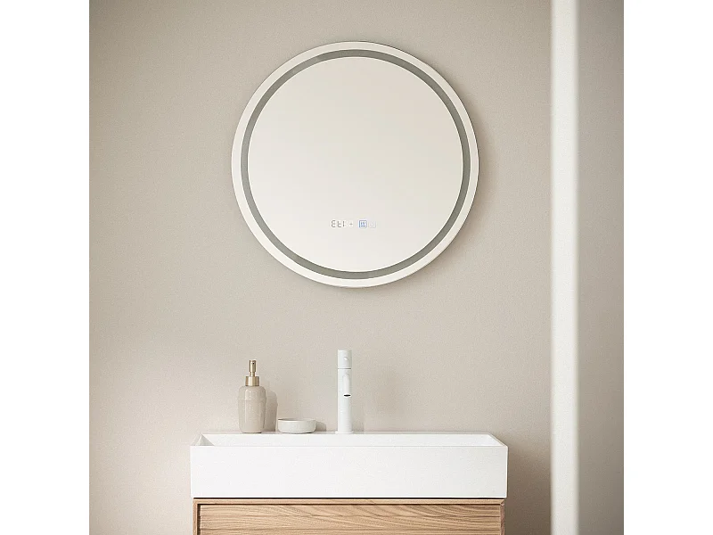 Miroir Salle de Bain avec Éclairage LED Stiniva Ø60cm Sélectionnable (chaud-neutre-froid)