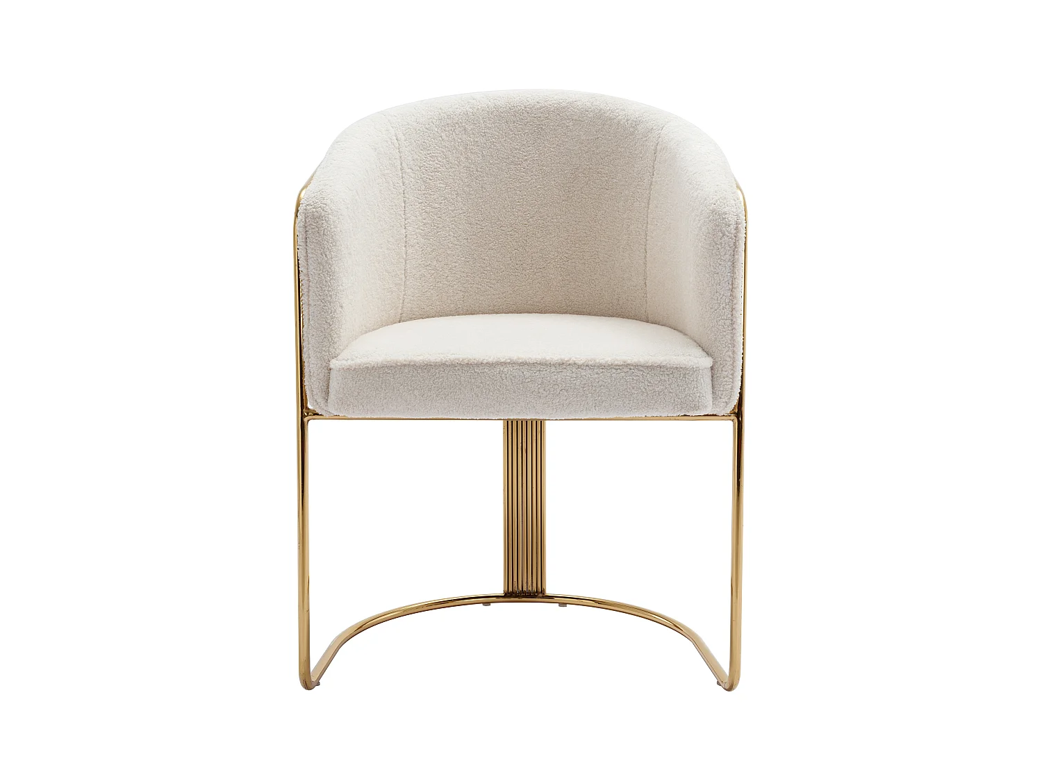 Silla con brazos de tela de rizo y metal - Blanco y dorado - JOSETHE de Pascal MORABITO