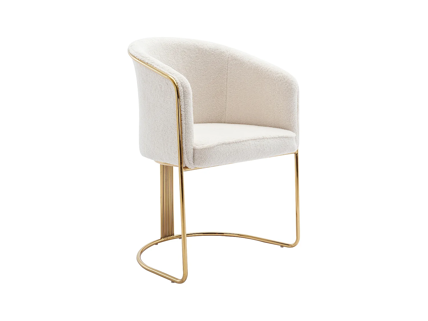 Silla con brazos de tela de rizo y metal - Blanco y dorado - JOSETHE de Pascal MORABITO