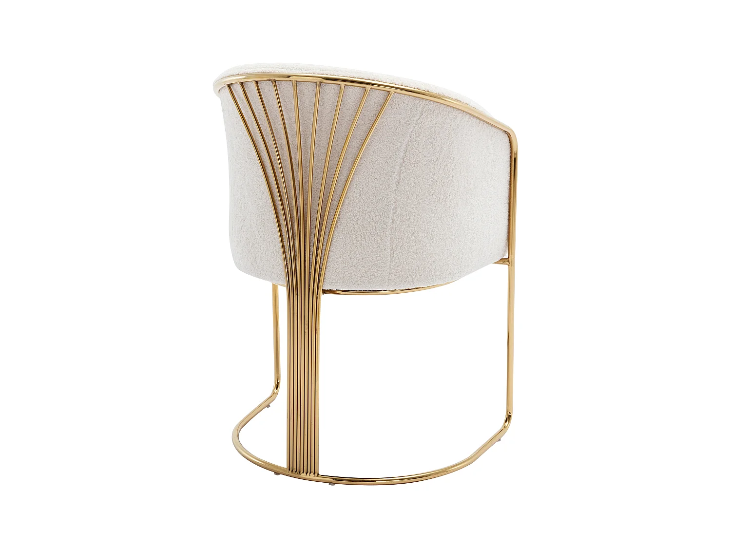 Silla con brazos de tela de rizo y metal - Blanco y dorado - JOSETHE de Pascal MORABITO