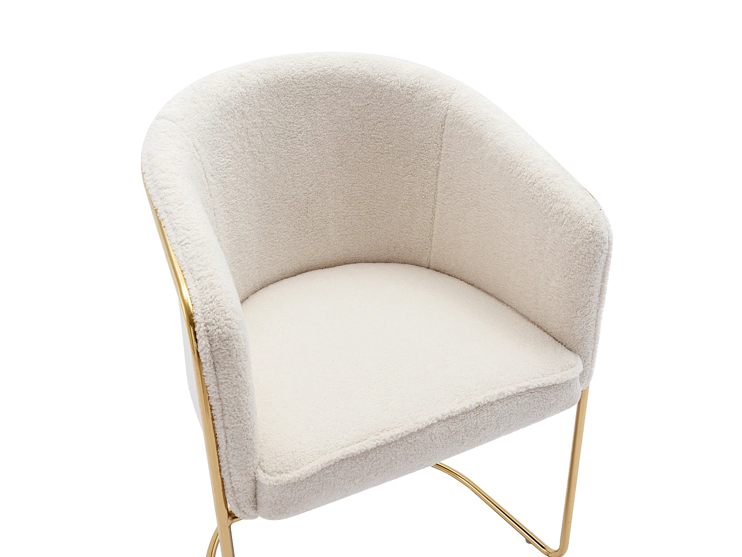 Chaise avec accoudoirs en tissu bouclette et métal - Blanc et doré - JOSETHE de Pascal MORABITO