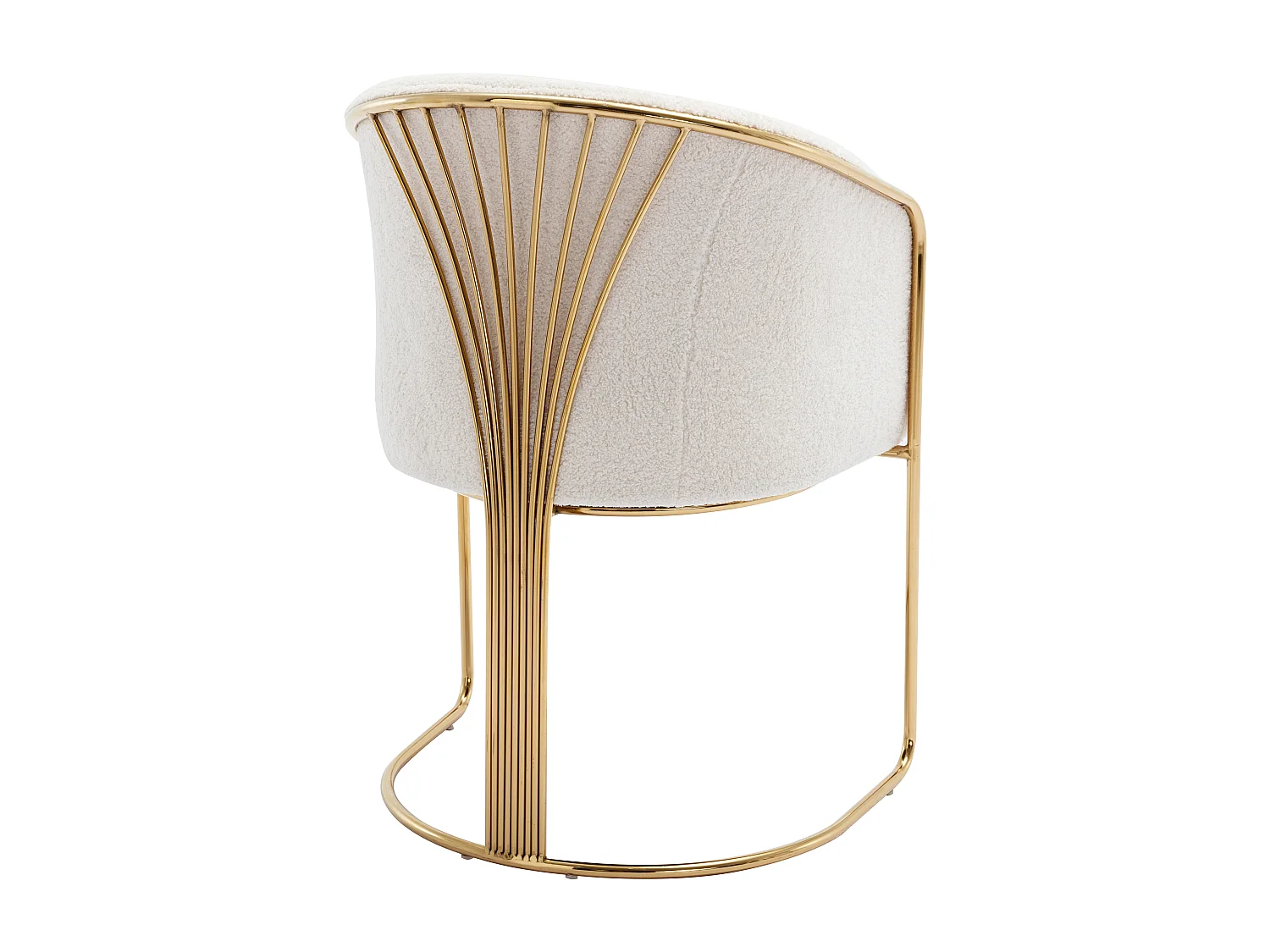 Chaise avec accoudoirs en tissu bouclette et métal - Blanc et doré - JOSETHE de Pascal MORABITO