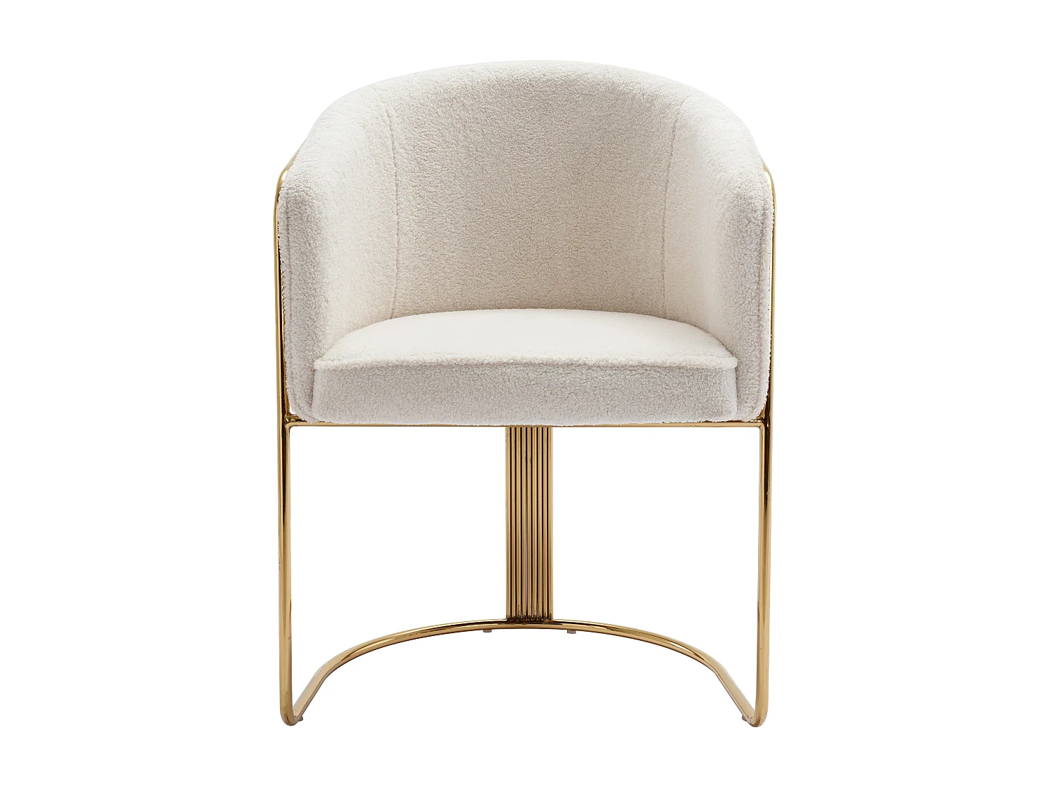 Chaise avec accoudoirs en tissu bouclette et métal - Blanc et doré - JOSETHE de Pascal MORABITO