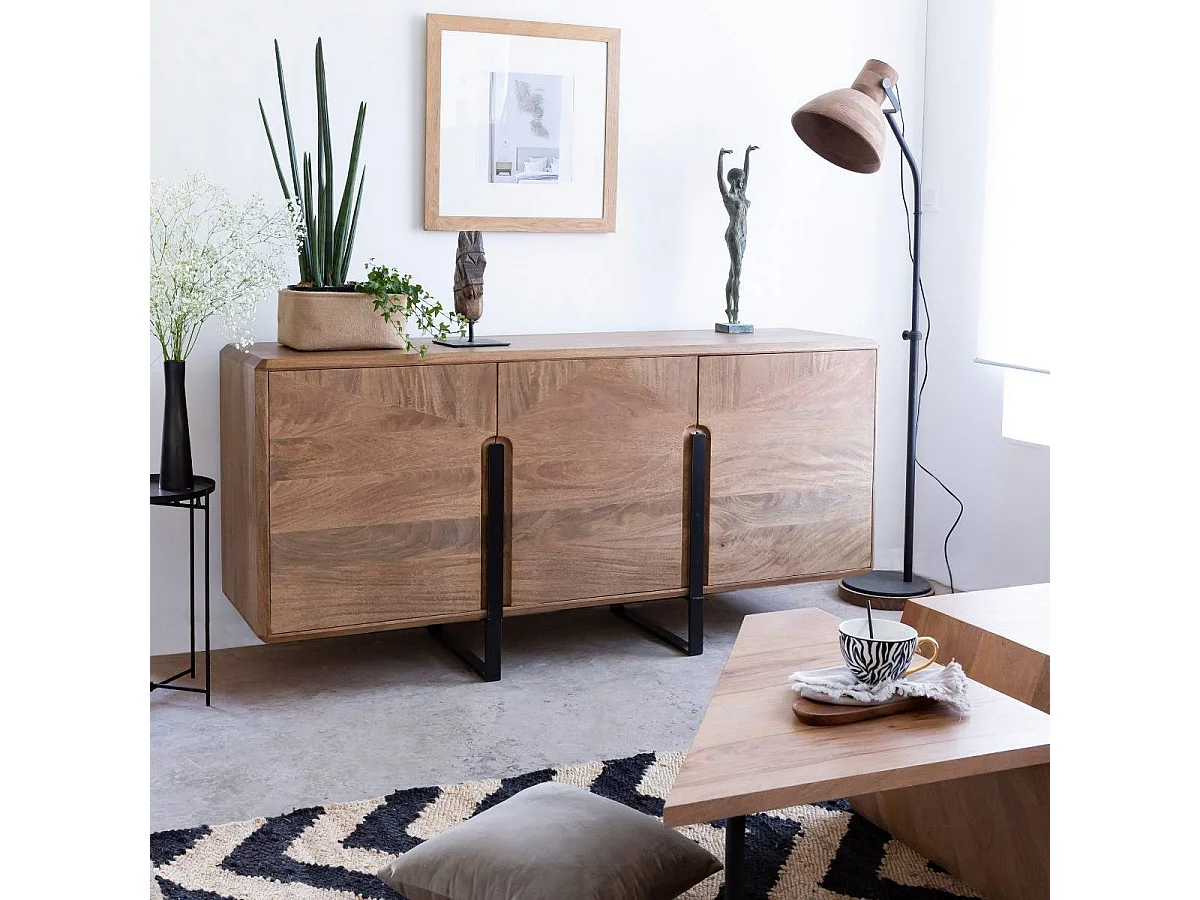 Buffet de madera de mango y metal Eglantine - Estilo industrial y amplio almacenamiento para un interior sofisticado