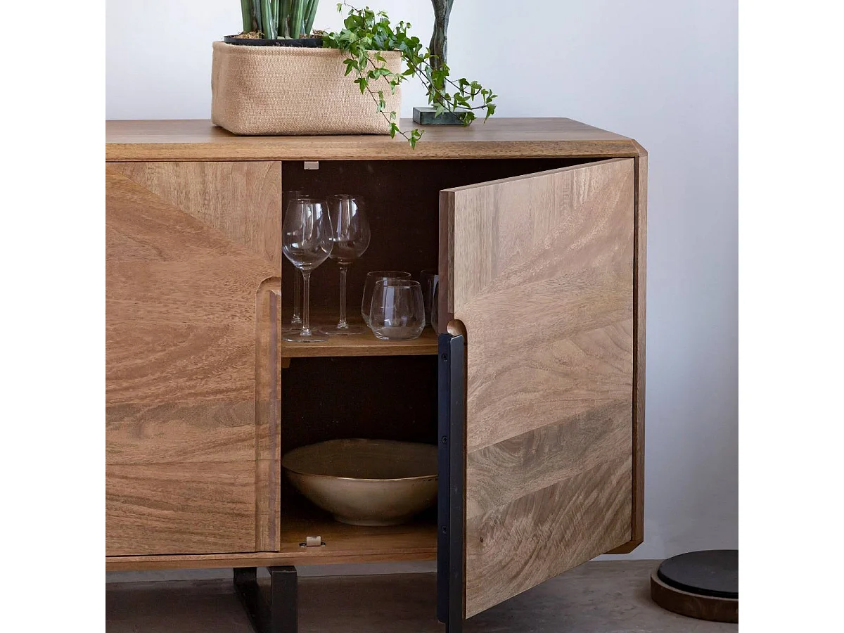 Buffet de madera de mango y metal Eglantine - Estilo industrial y amplio almacenamiento para un interior sofisticado