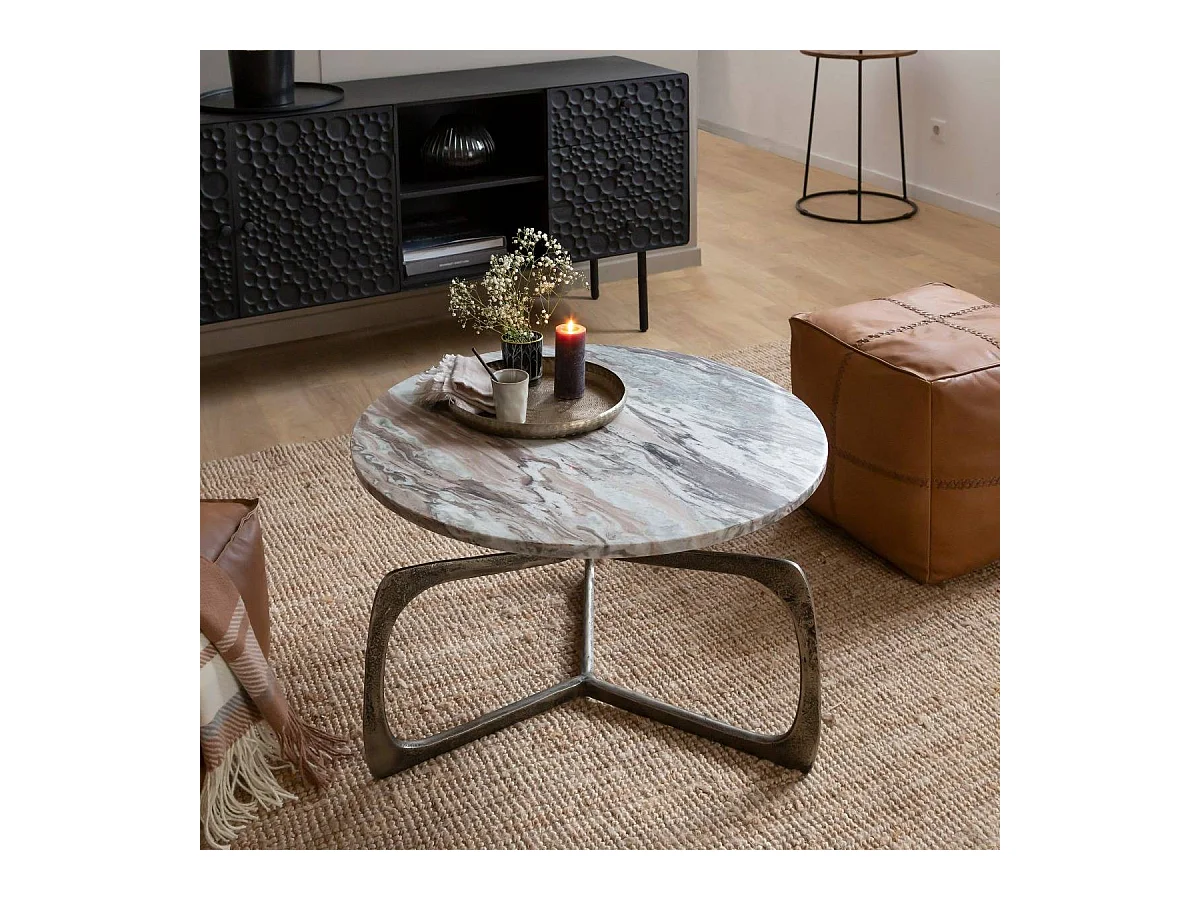 Table basse en marbre et métal Valou