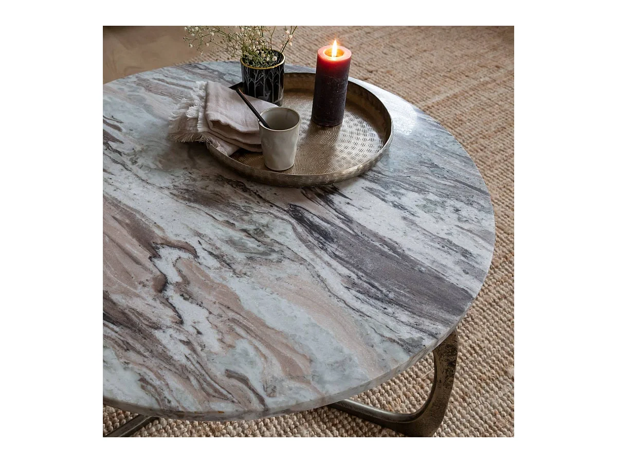 Table basse en marbre et métal Valou