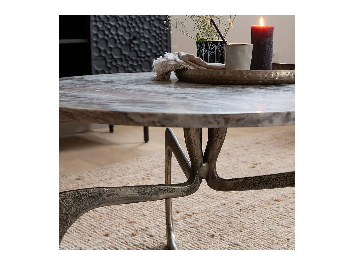 Table basse en marbre et métal Valou