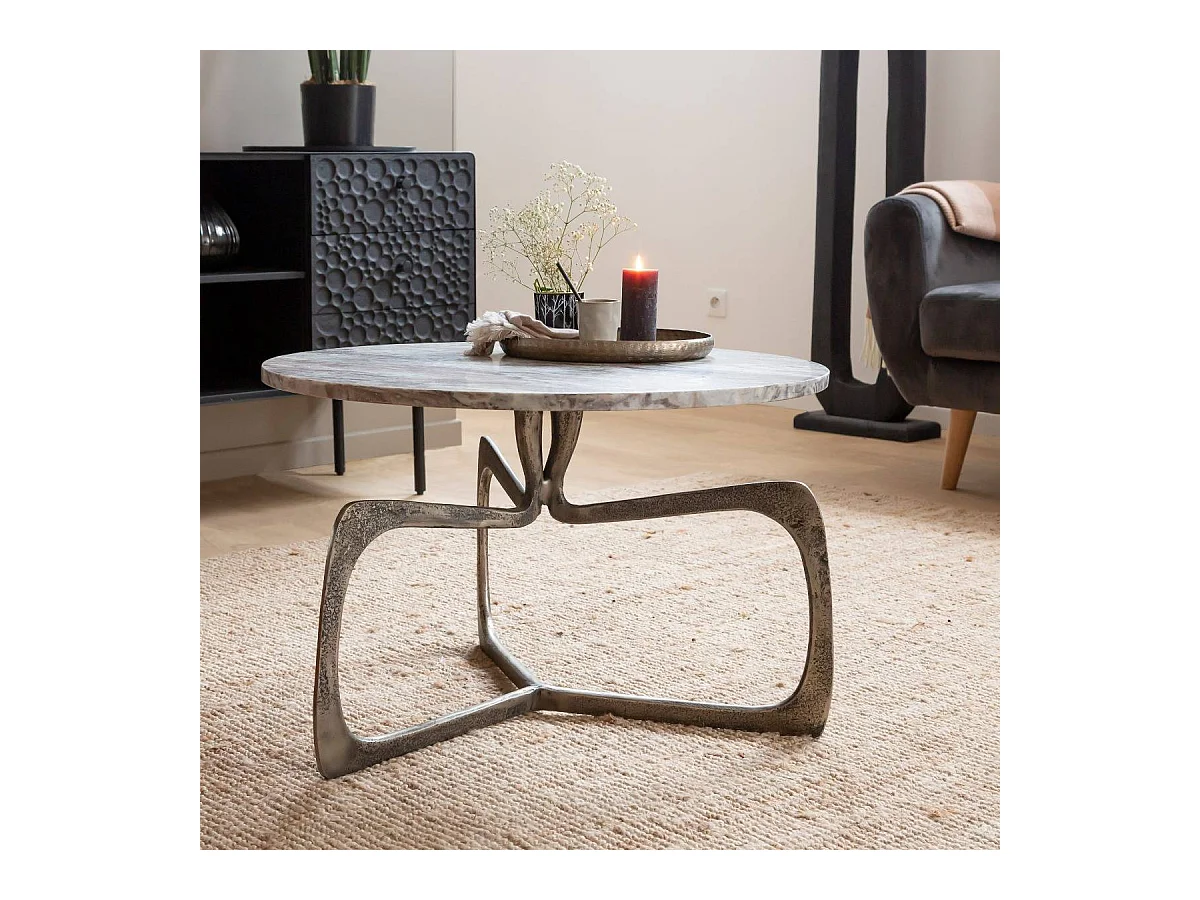 Table basse en marbre et métal Valou