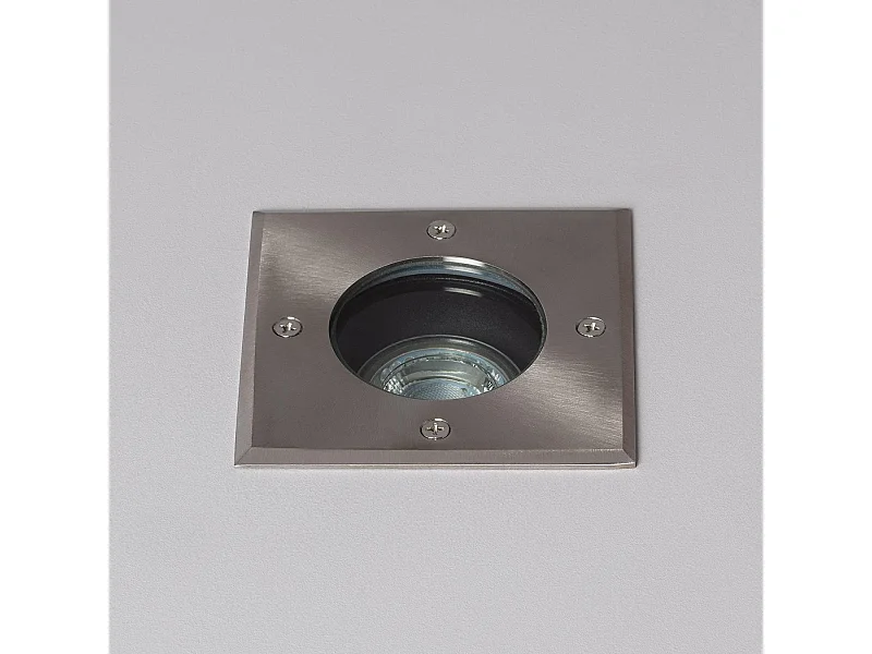 Segnapasso Quadrato Incasso a Terra per GU10 Inox Argento