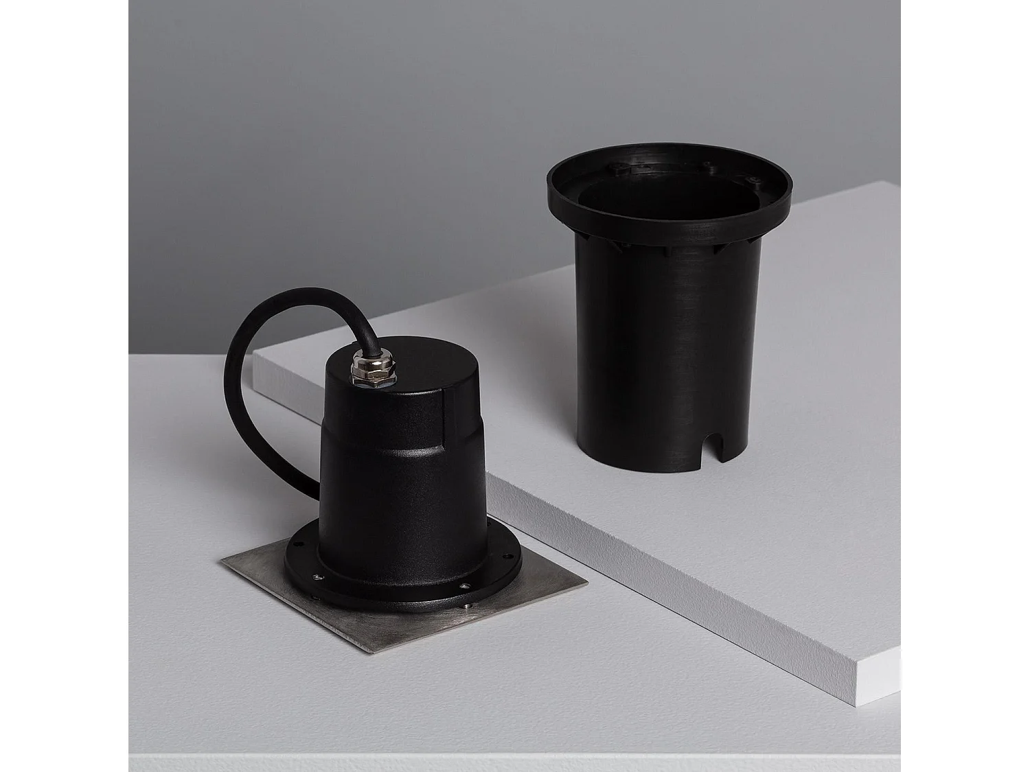 Segnapasso Quadrato Incasso a Terra per GU10 Inox Argento