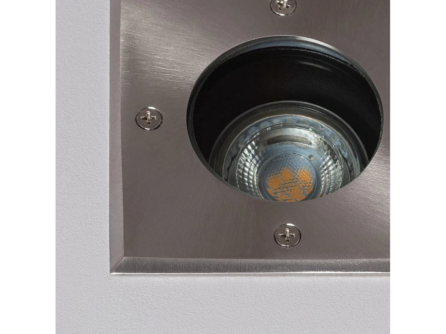 Spot Extérieur Carré Inox Encastrable au Sol pour GU10  Argenté