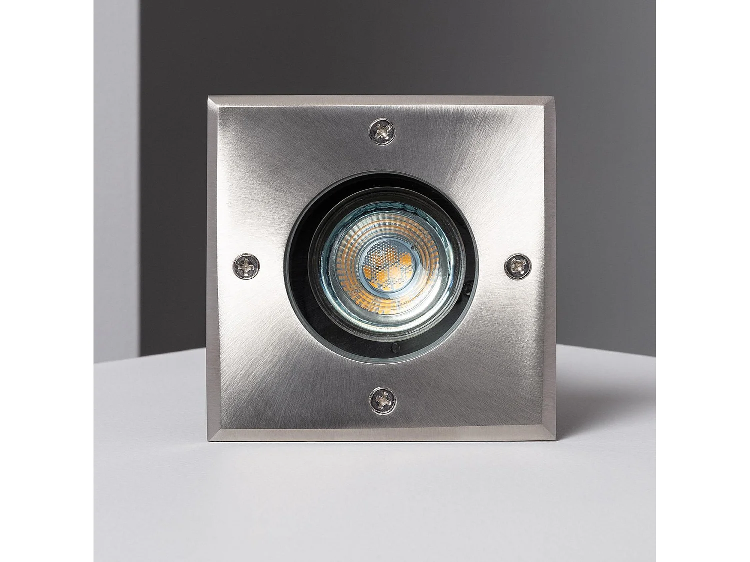 Spot Extérieur Carré Inox Encastrable au Sol pour GU10  Argenté
