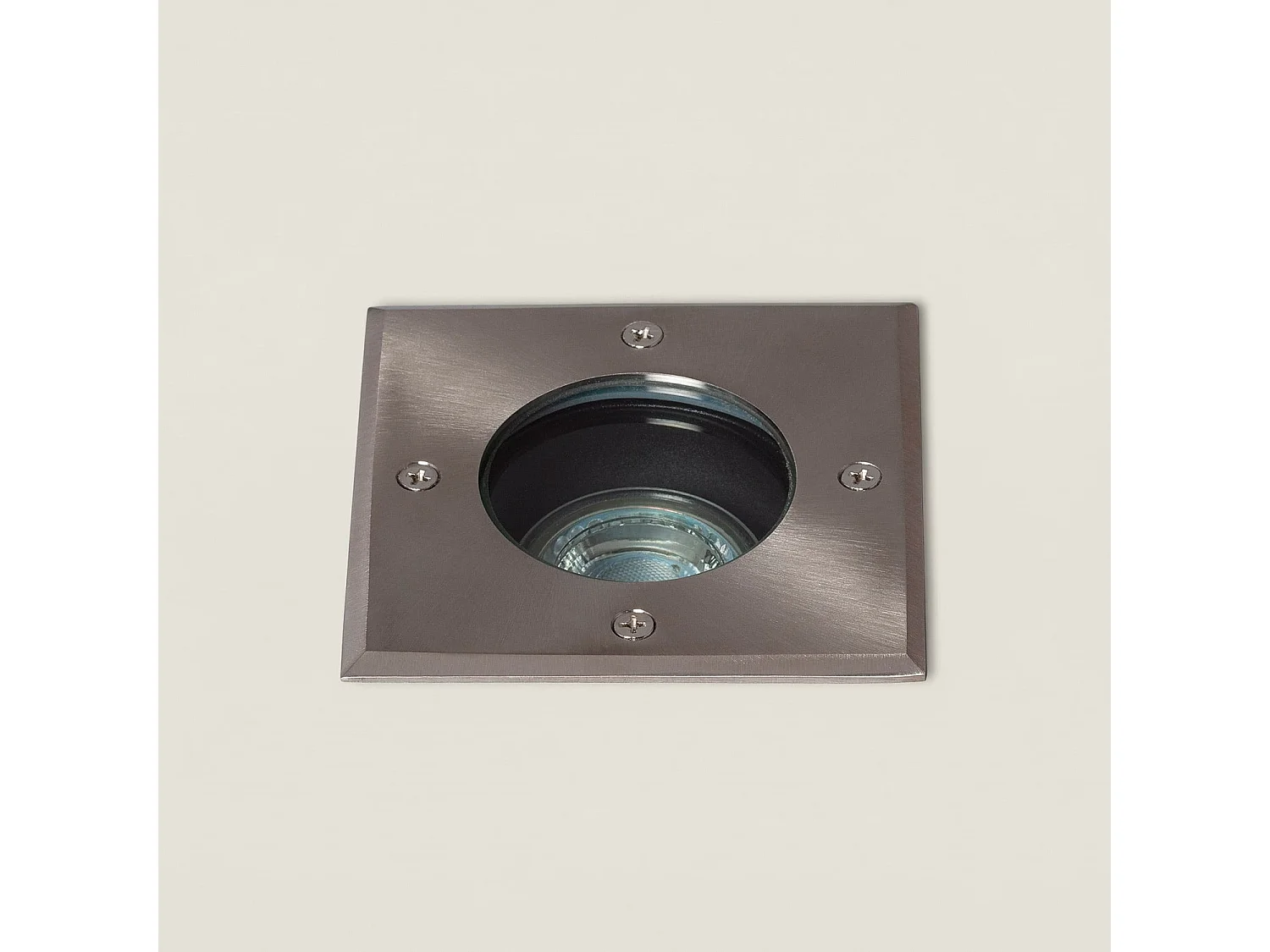 Spot Extérieur Carré Inox Encastrable au Sol pour GU10  Argenté