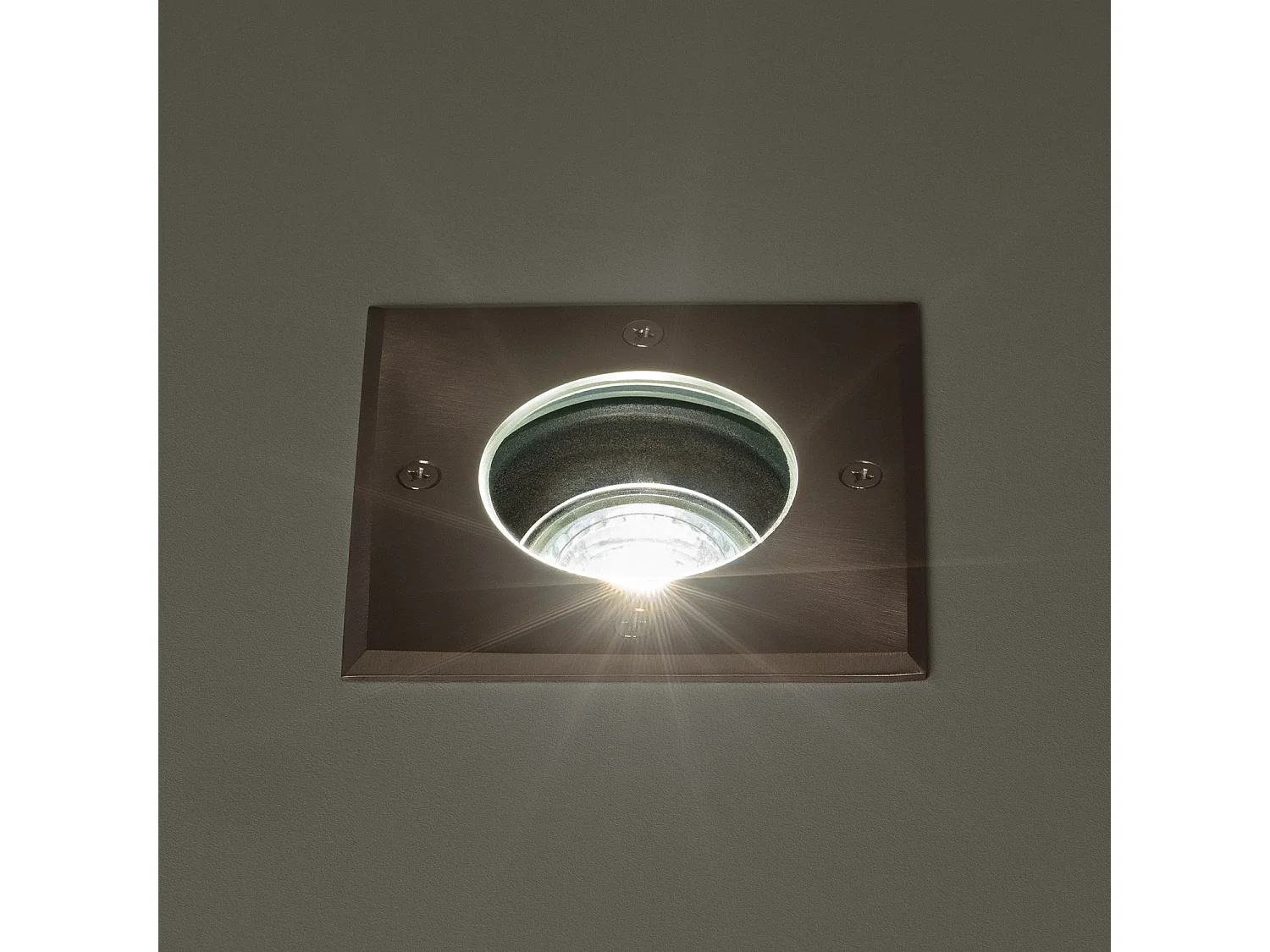 Spot Extérieur Carré Inox Encastrable au Sol pour GU10  Argenté
