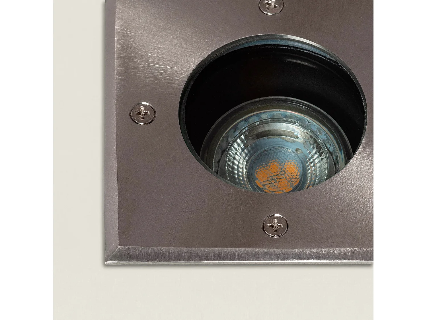Spot Extérieur Carré Inox Encastrable au Sol pour GU10  Argenté