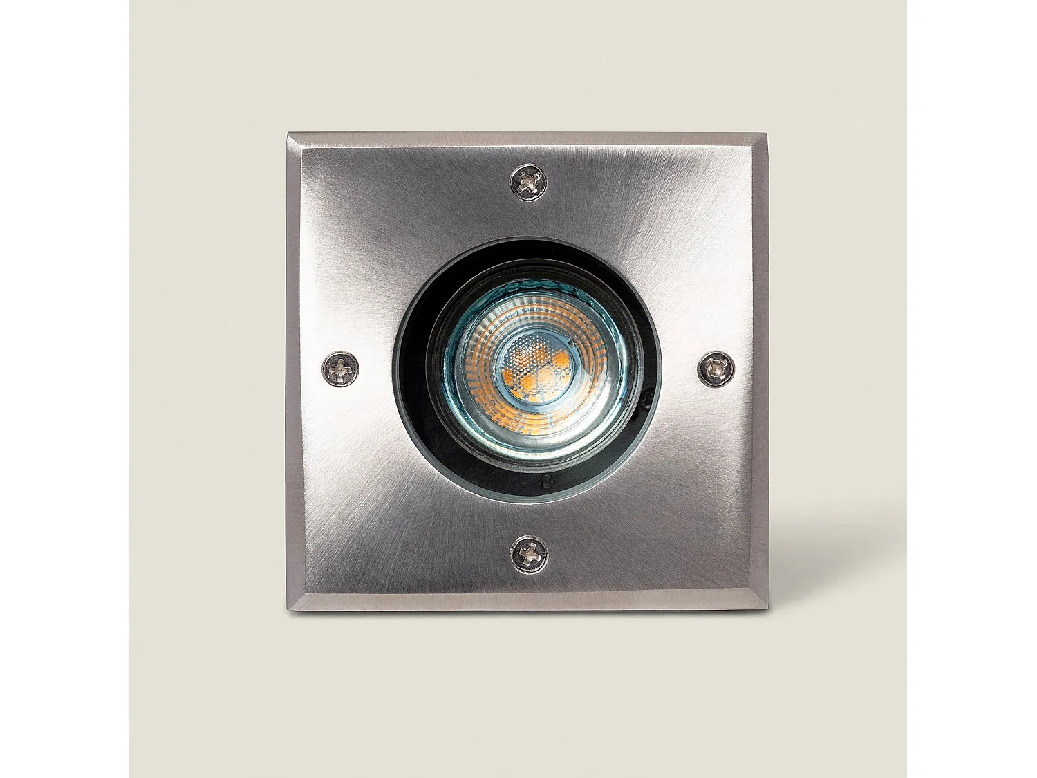 Spot Extérieur Carré Inox Encastrable au Sol pour GU10  Argenté