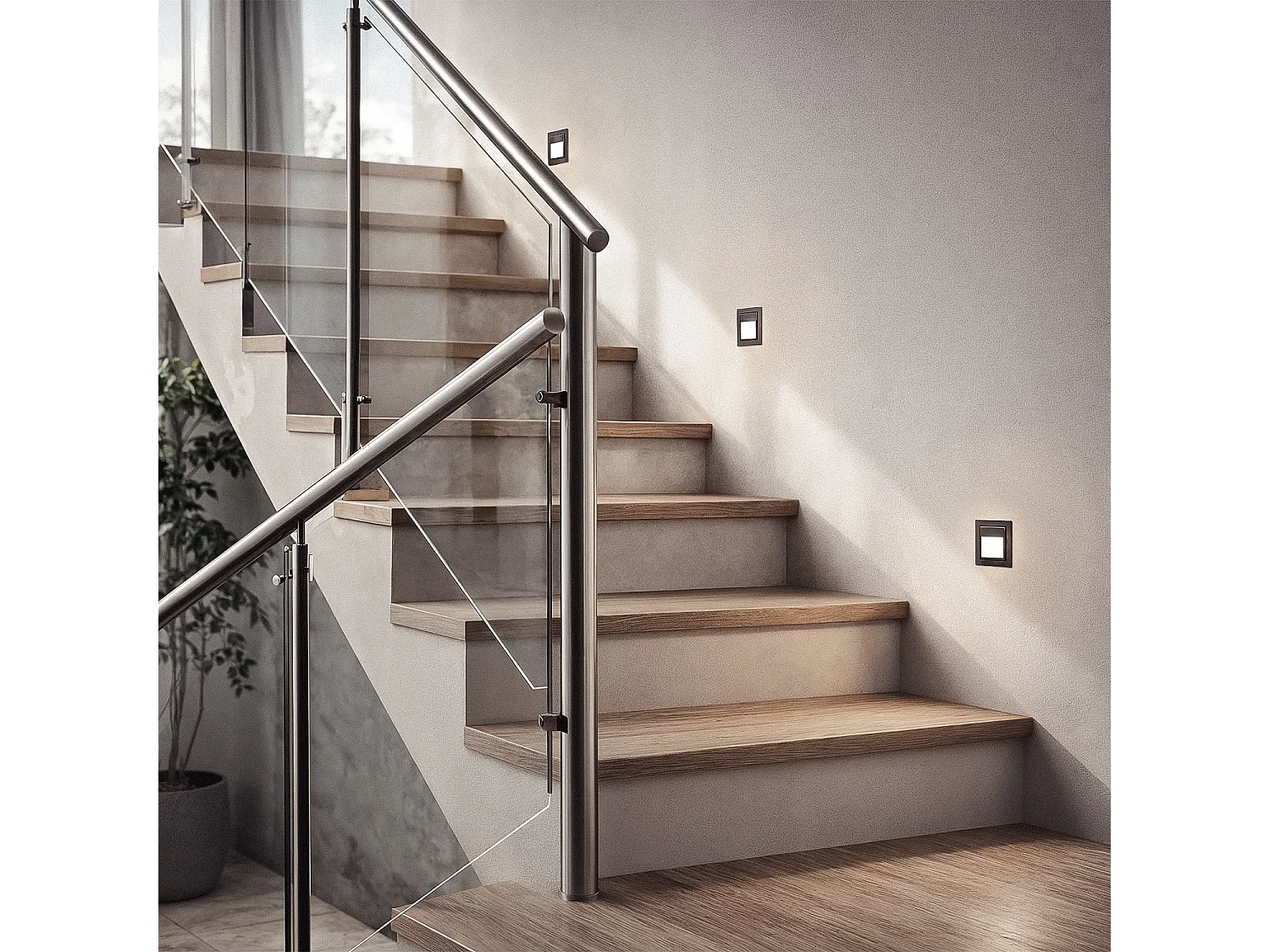 Balise Murale LED Encastrable 1.5W Larry Finition Acier  3000K Blanc chaud