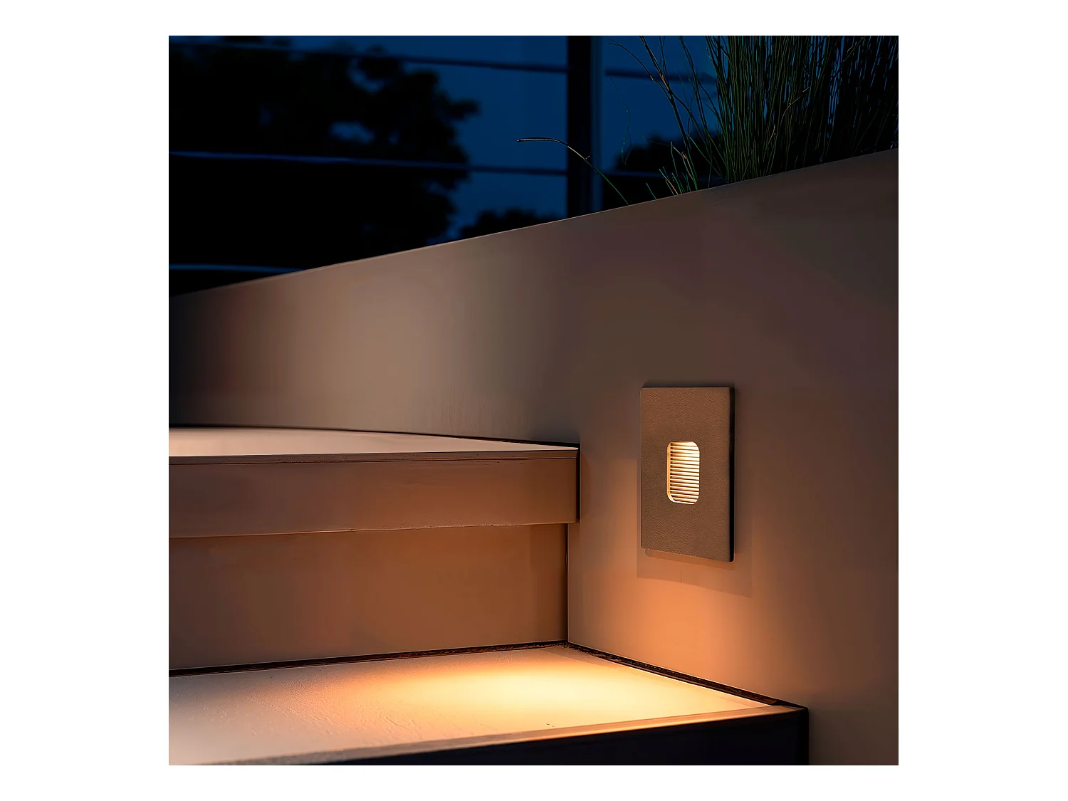 Balise LED Extérieure 2W Encastrable au Mur Carrée Olite Grise 2700K Blanc chaud