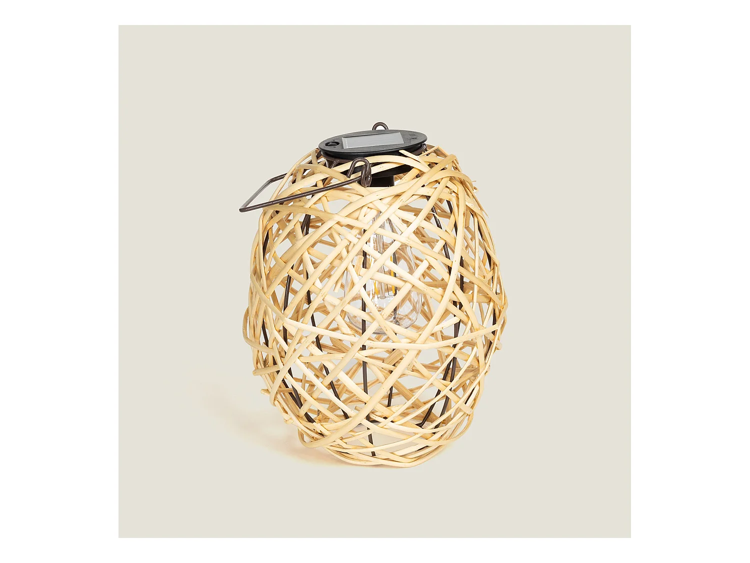 Lampada da Tavolo LED Solare per Esterno in Rattan Baihar Naturale