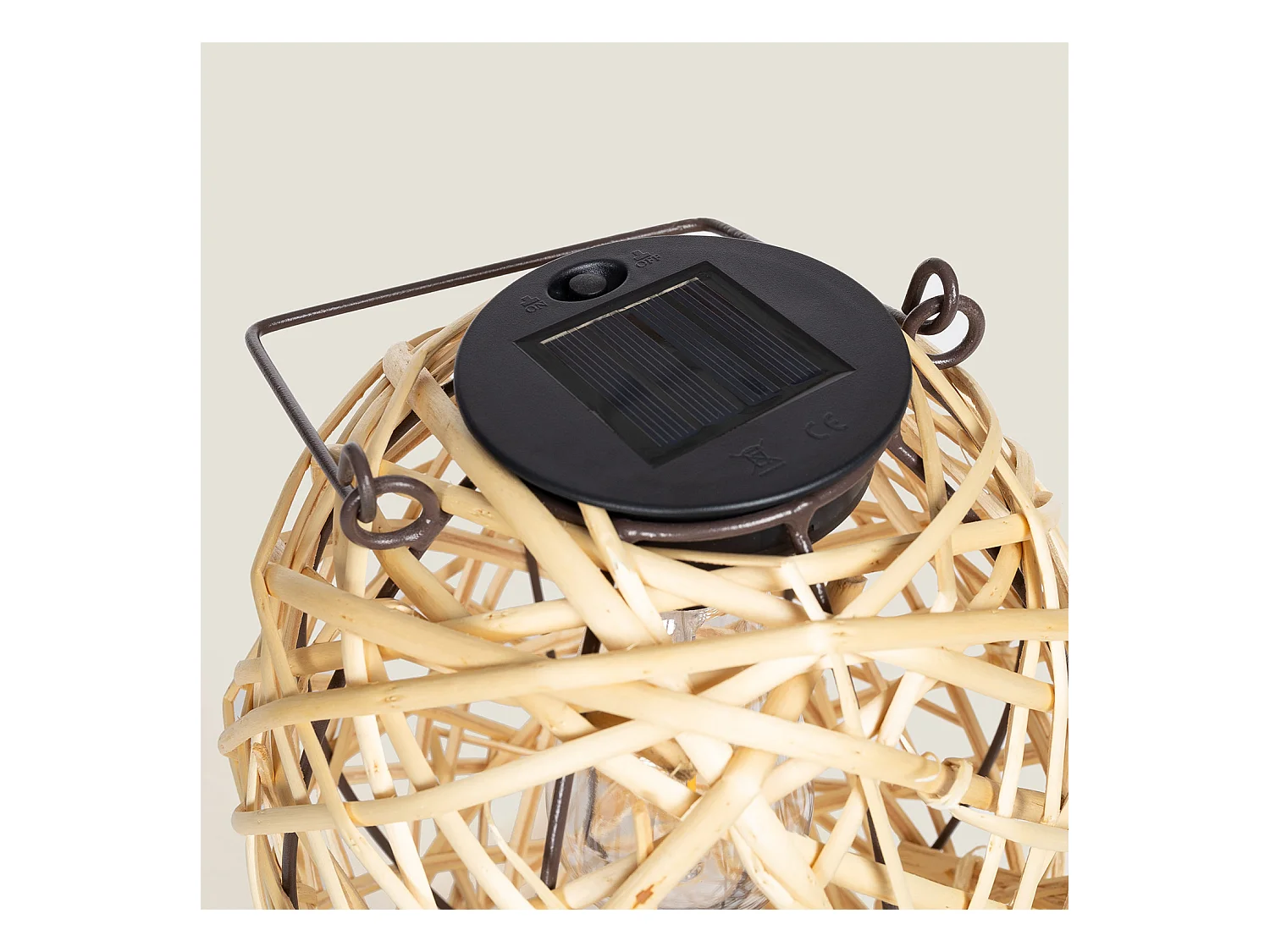 Lampada da Tavolo LED Solare per Esterno in Rattan Baihar Naturale