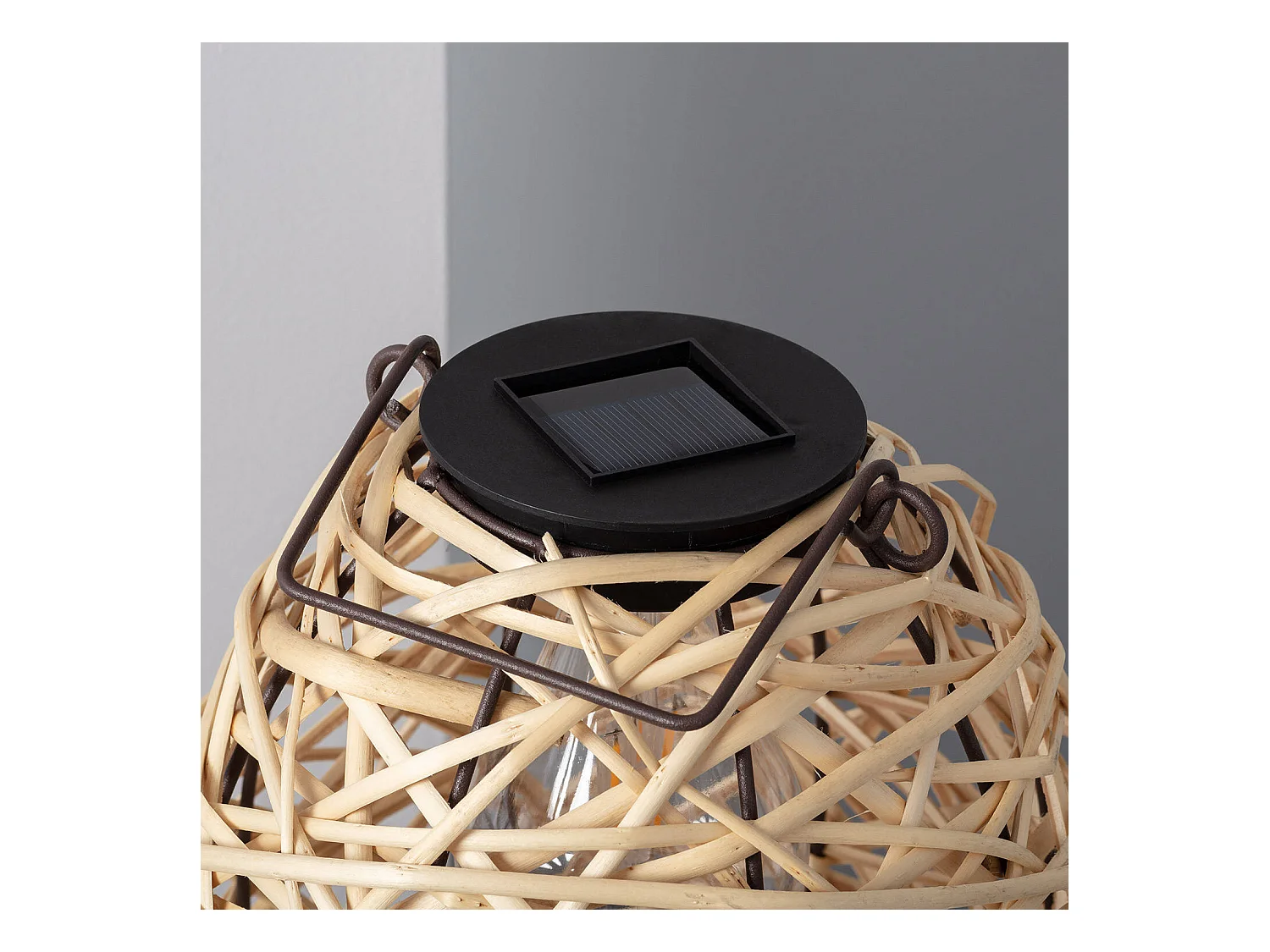 Lampada da Tavolo LED Solare per Esterno in Rattan Baihar Naturale