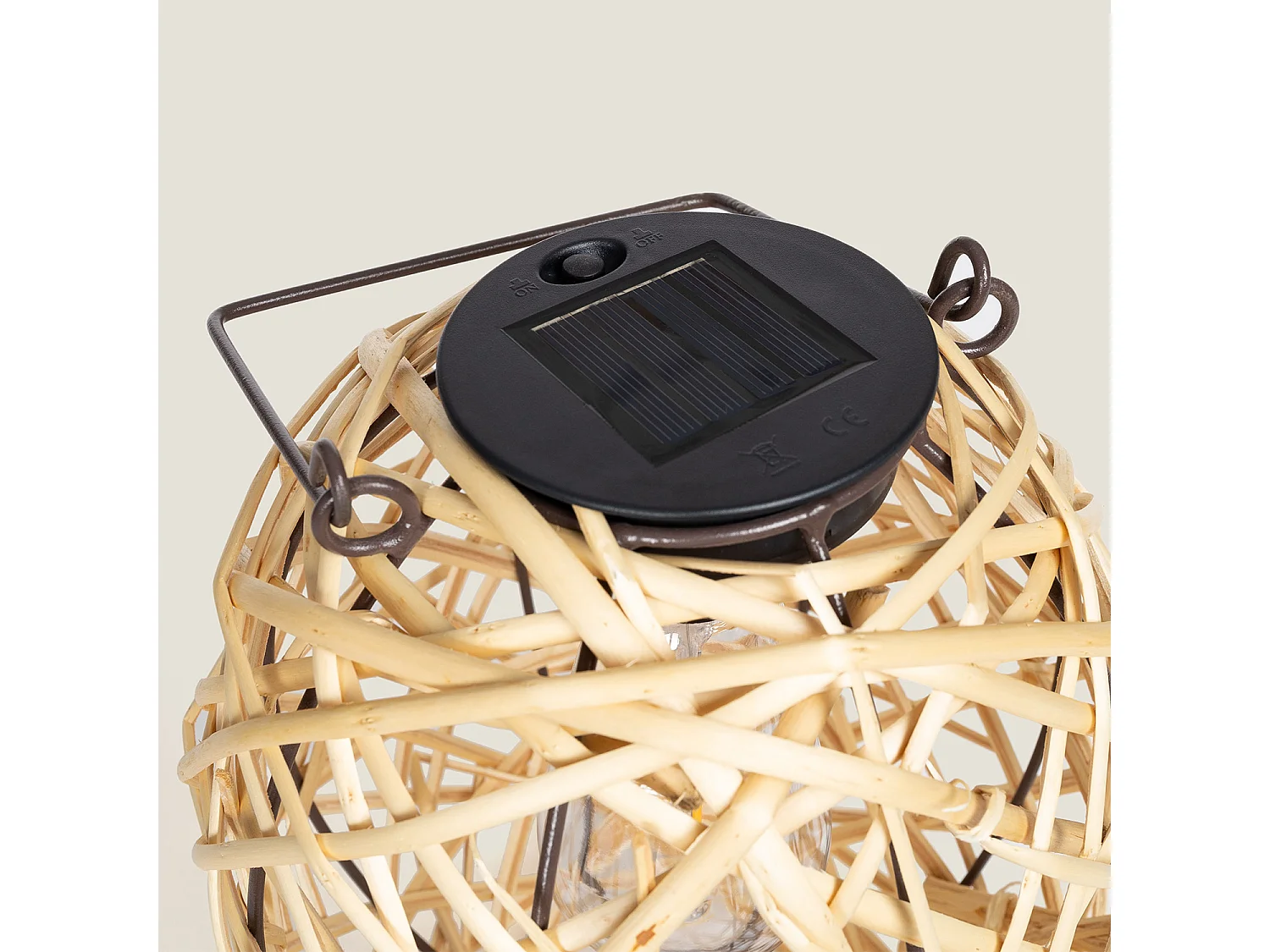 Lampada da Tavolo LED Solare per Esterno in Rattan Baihar Naturale