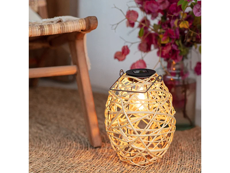 Lampe à Poser LED Extérieure Solaire Rotin Baihar  Naturel