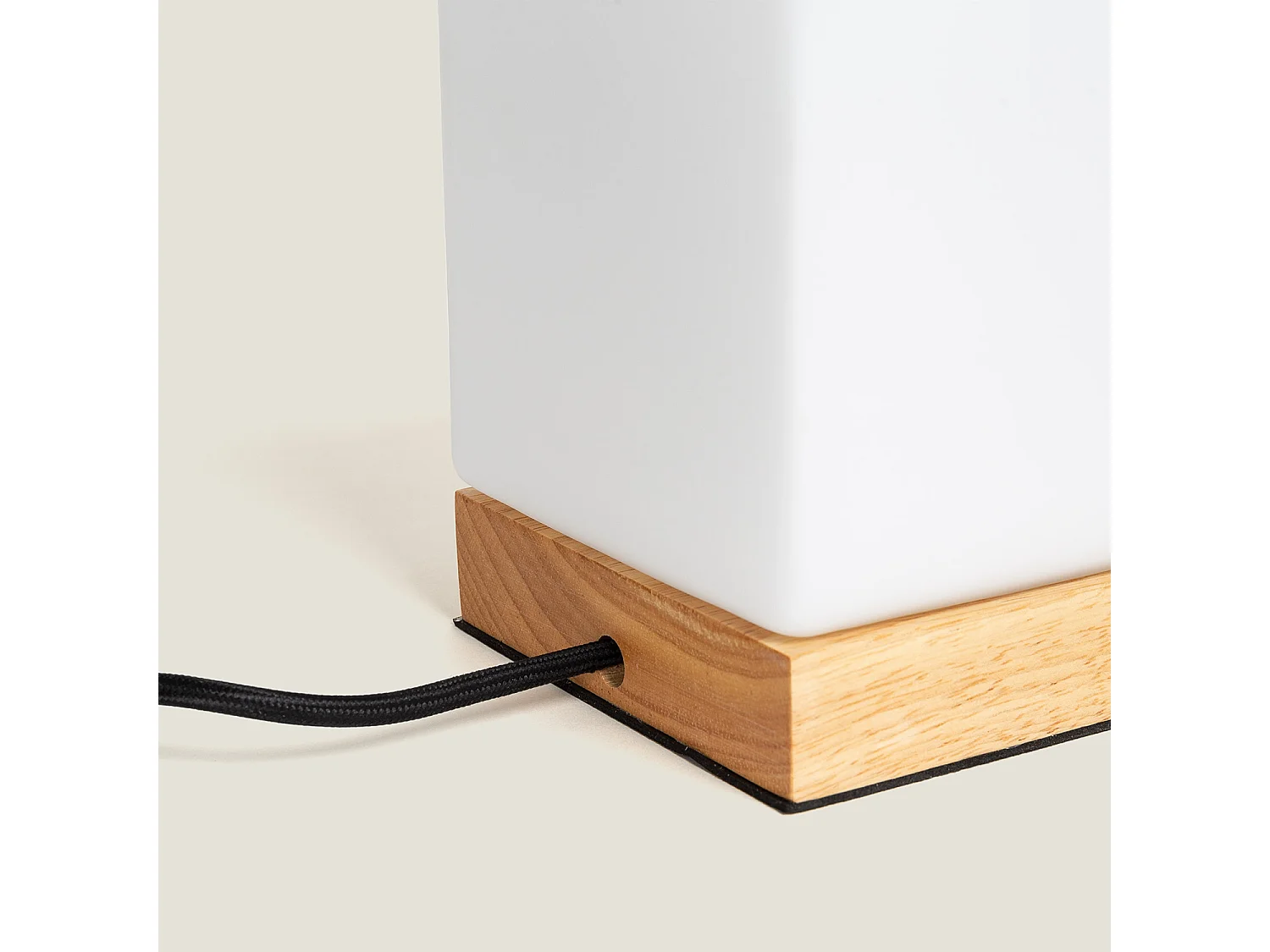 Lámpara de Mesa de Madera y Cristal Retilles Blanco