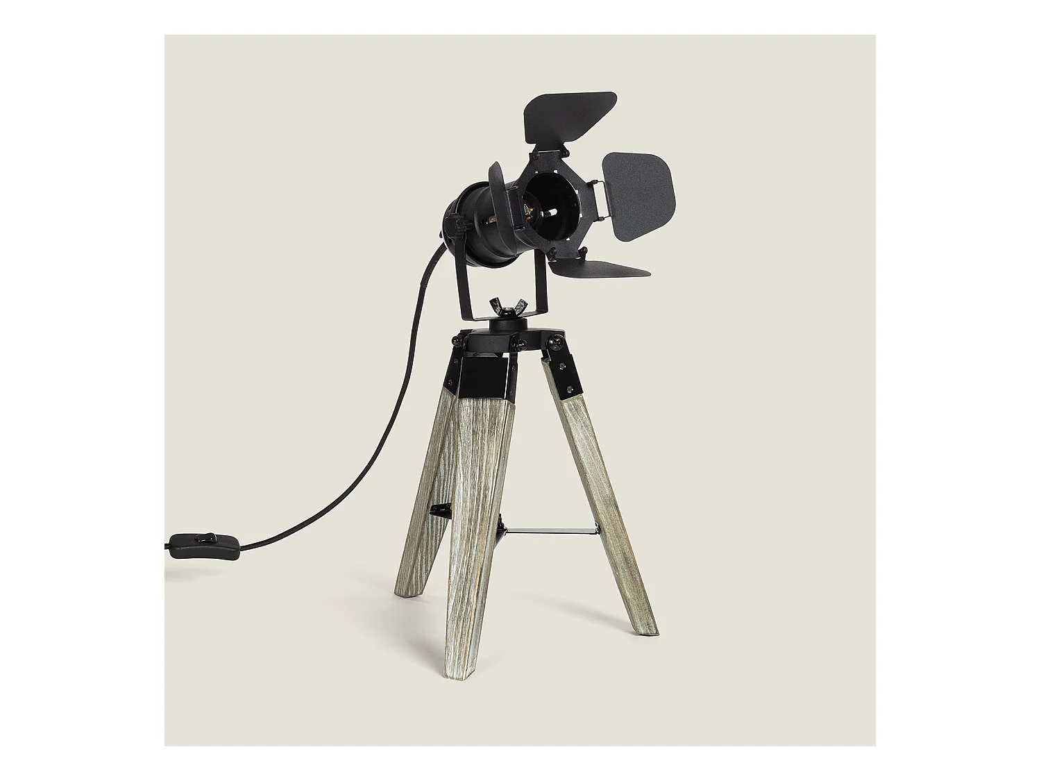 Lampe à Poser Métal et Bois Cinema Kurangna XS Noir