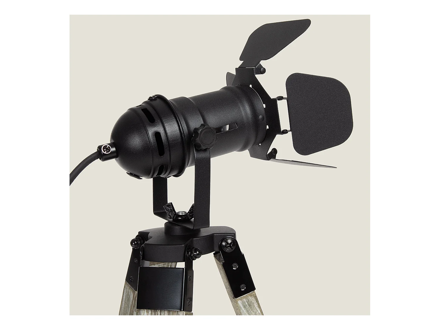 Lampe à Poser Métal et Bois Cinema Kurangna XS Noir